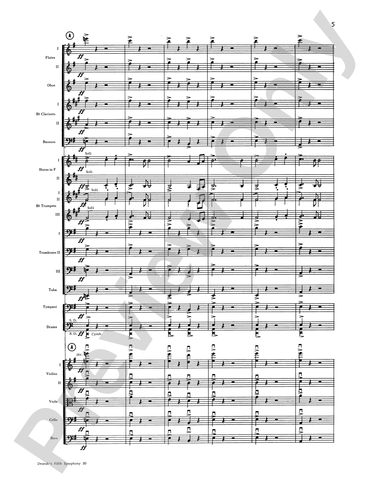 Dvorák's 5th Symphony ("New World," 4th Movement): Full Orchestra Conductor Score & Parts