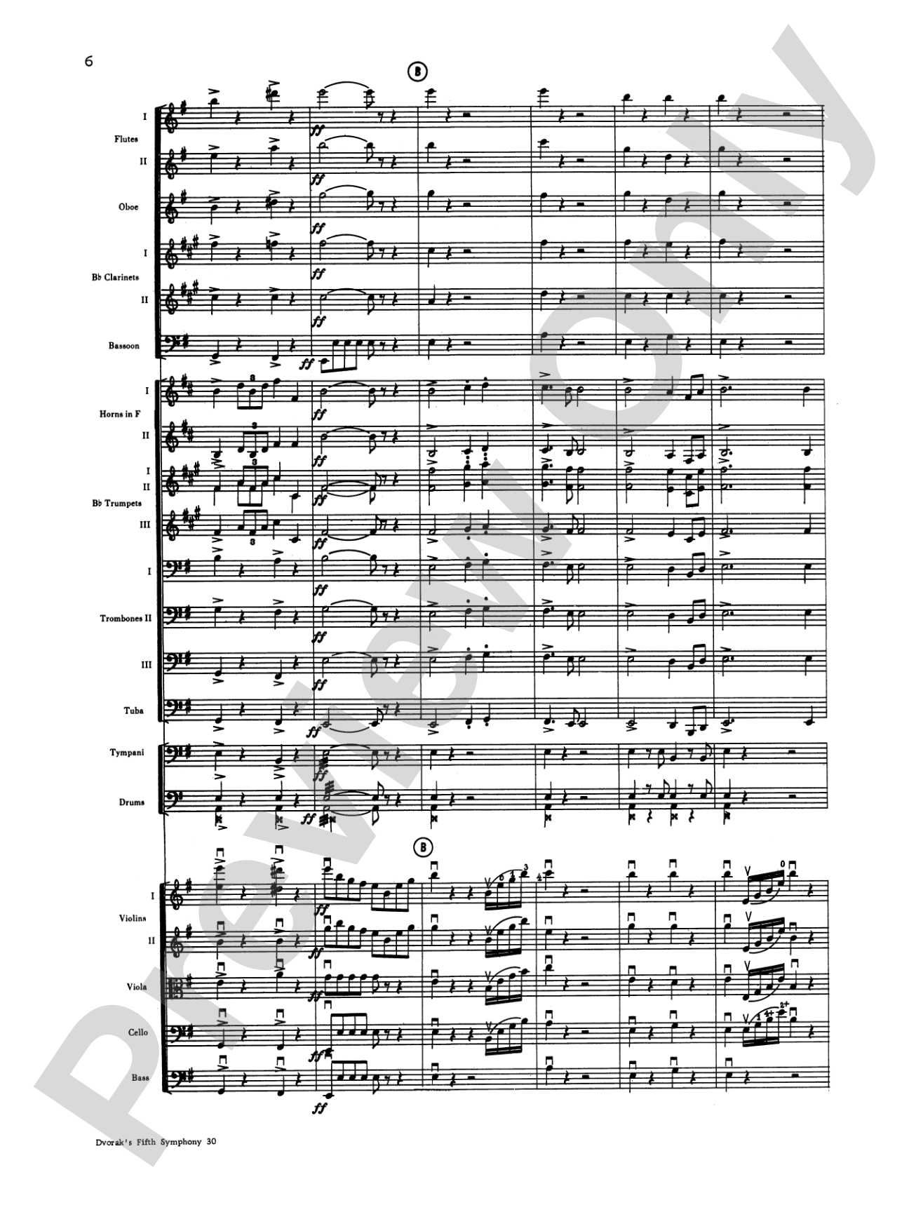 Dvorák's 5th Symphony ("New World," 4th Movement): Full Orchestra Conductor Score & Parts