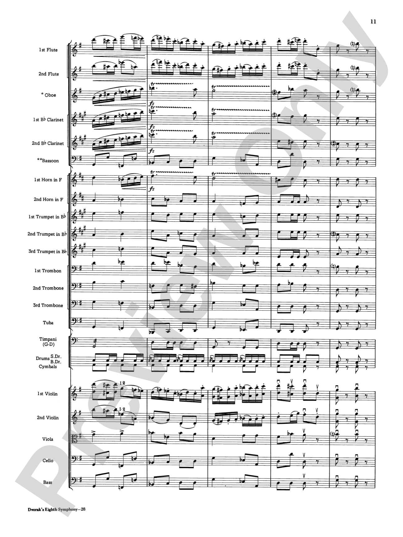 Dvorák's 8th Symphony, 4th Movement: Full Orchestra Conductor Score & Parts