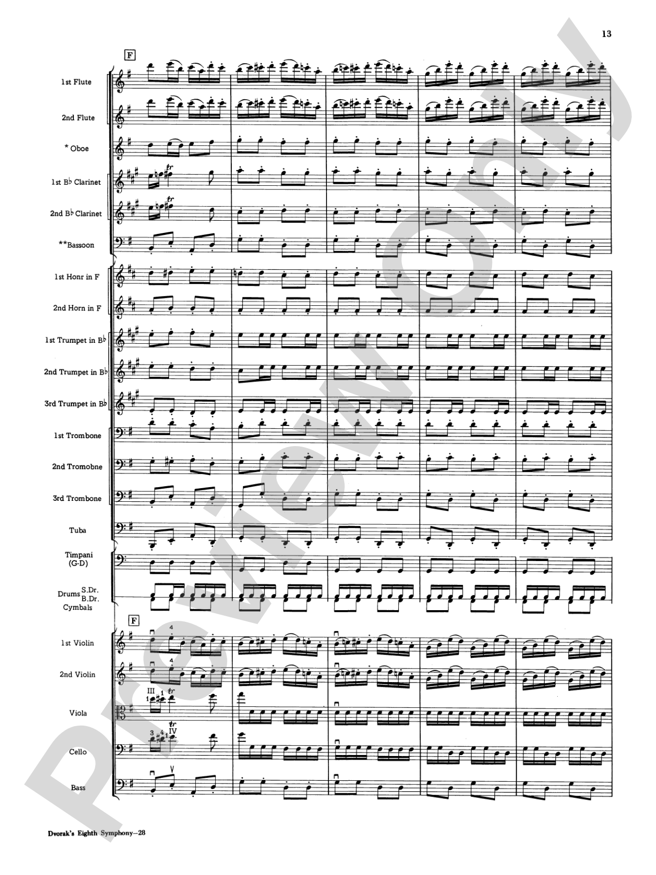 Dvorák's 8th Symphony, 4th Movement: Full Orchestra Conductor Score & Parts