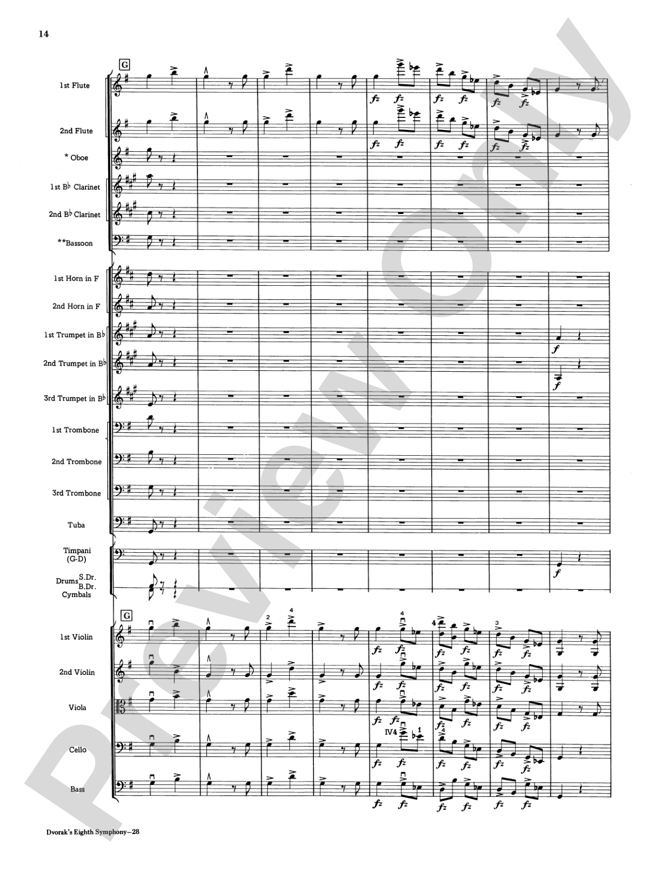 Dvorák's 8th Symphony, 4th Movement: Full Orchestra Conductor Score & Parts