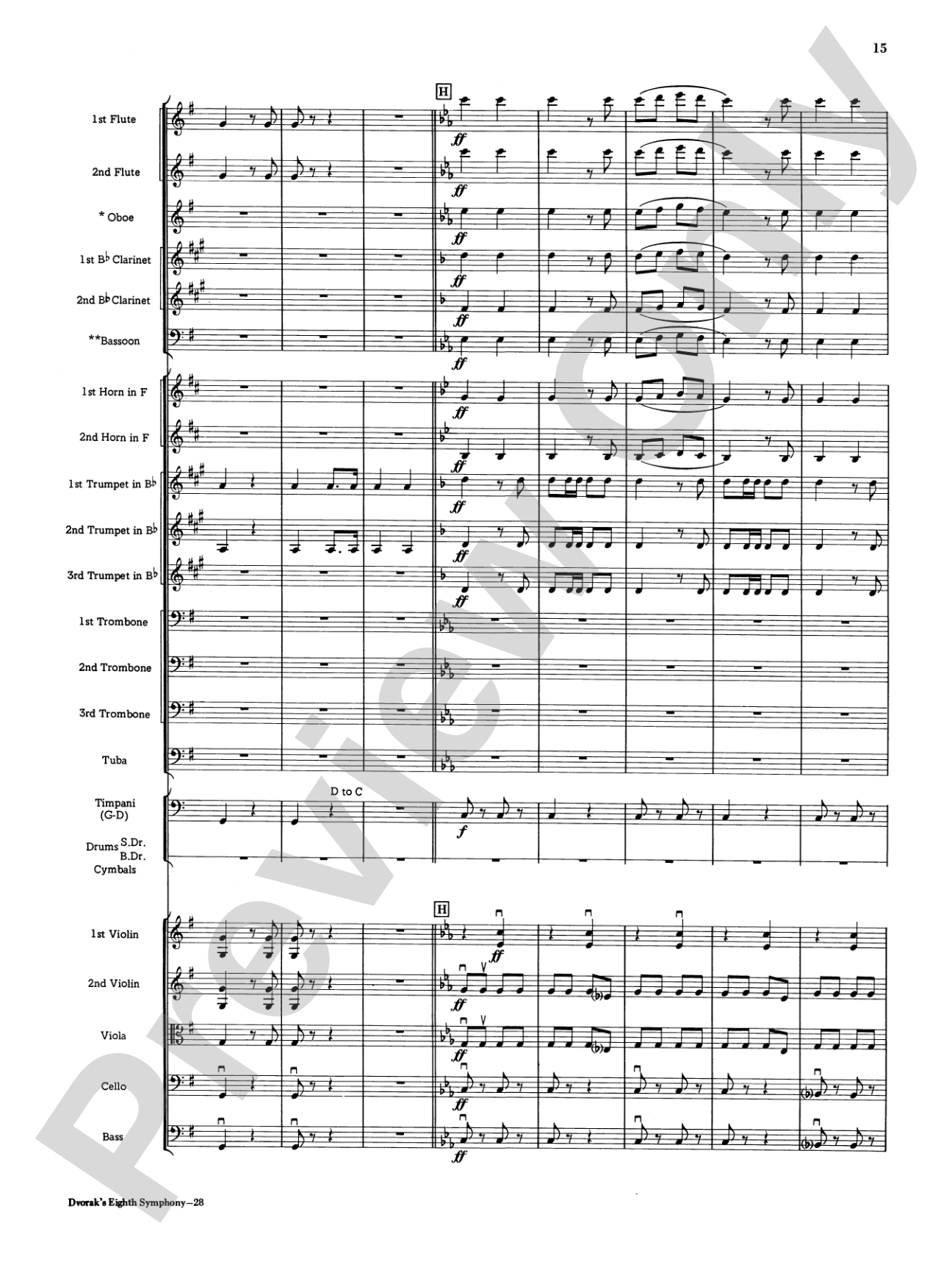 Dvorák's 8th Symphony, 4th Movement: Full Orchestra Conductor Score & Parts