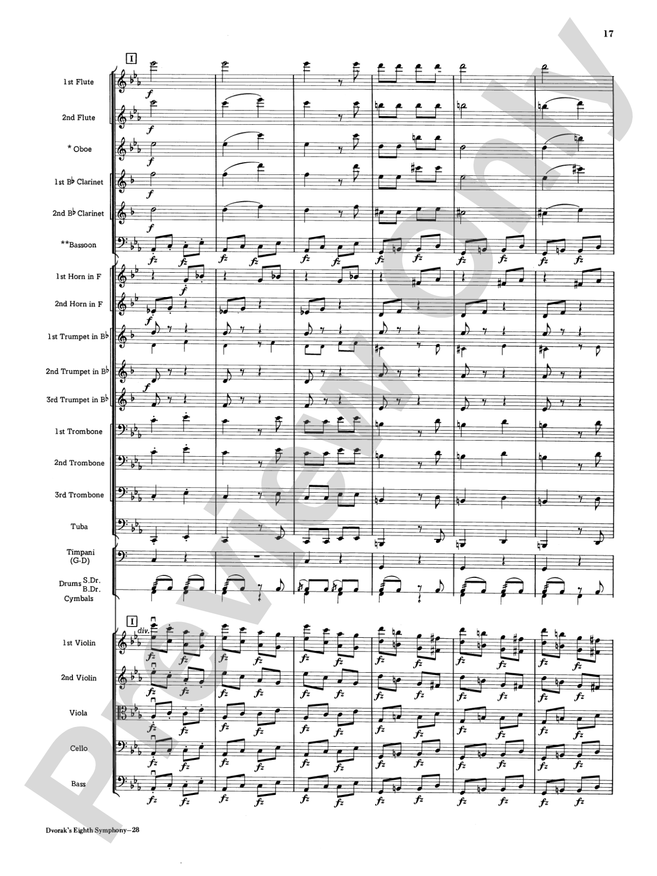 Dvorák's 8th Symphony, 4th Movement: Full Orchestra Conductor Score & Parts