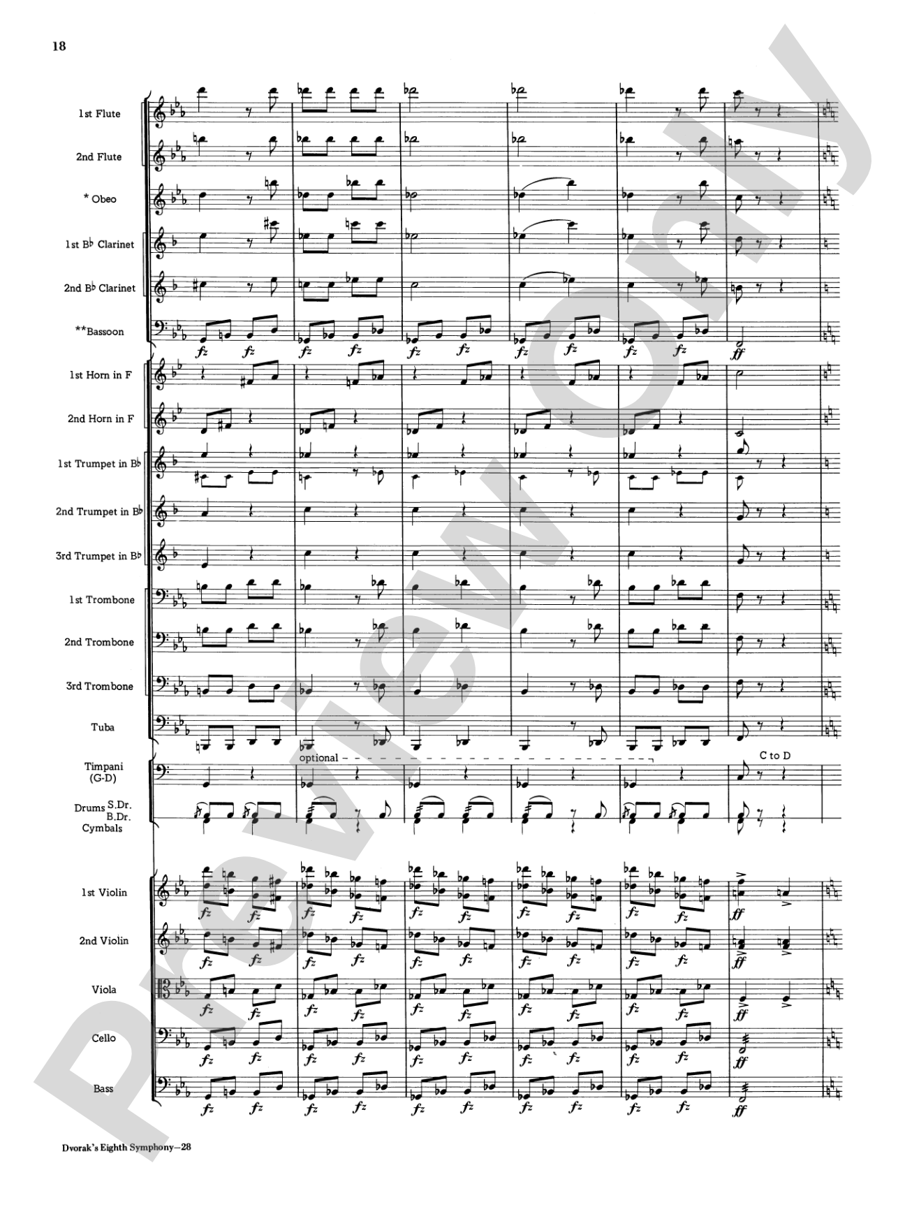Dvorák's 8th Symphony, 4th Movement: Full Orchestra Conductor Score & Parts