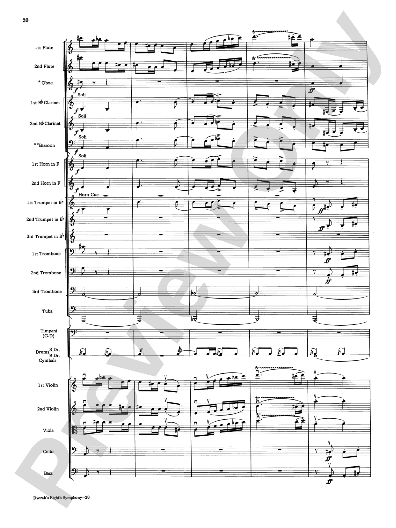 Dvorák's 8th Symphony, 4th Movement: Full Orchestra Conductor Score & Parts