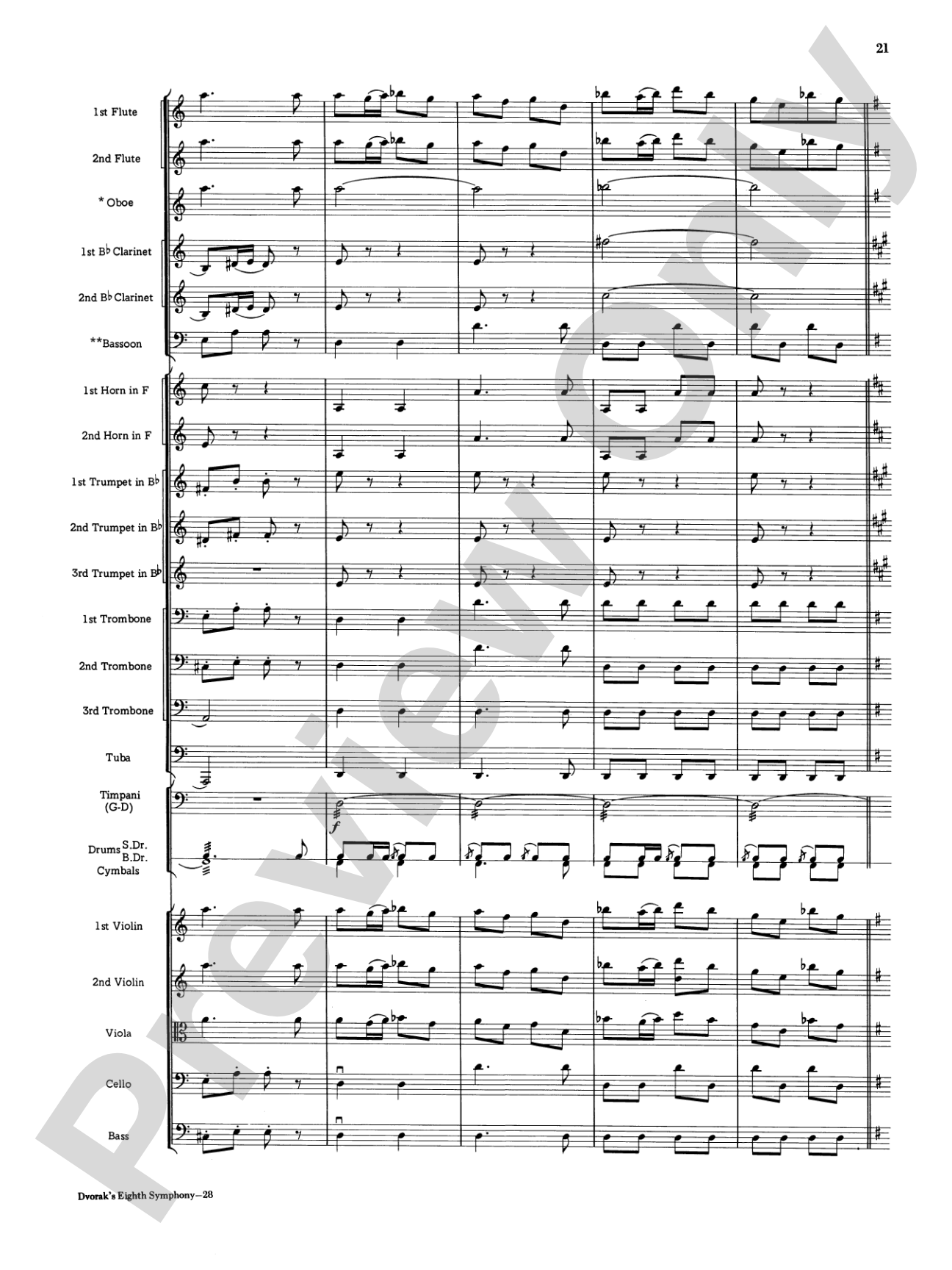 Dvorák's 8th Symphony, 4th Movement: Full Orchestra Conductor Score & Parts