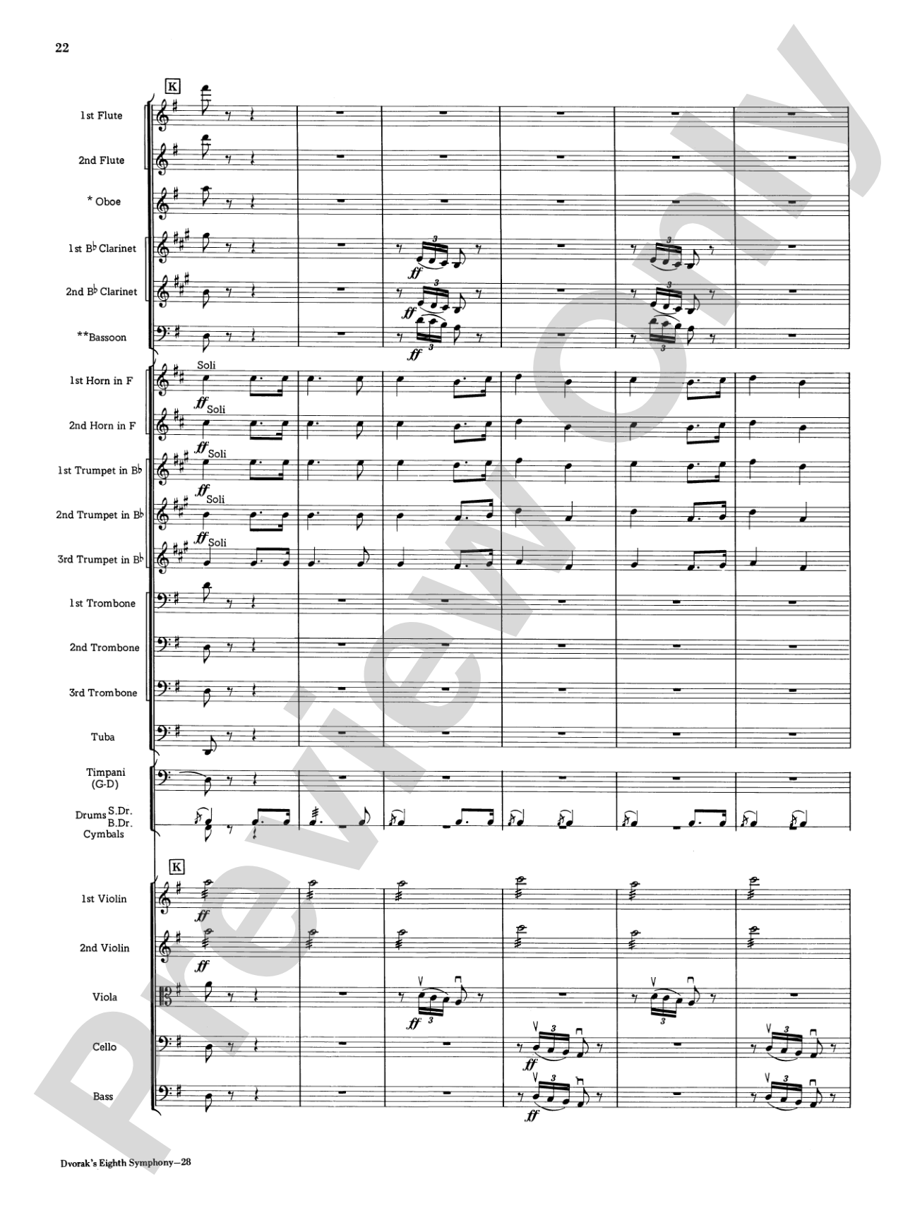 Dvorák's 8th Symphony, 4th Movement: Full Orchestra Conductor Score & Parts