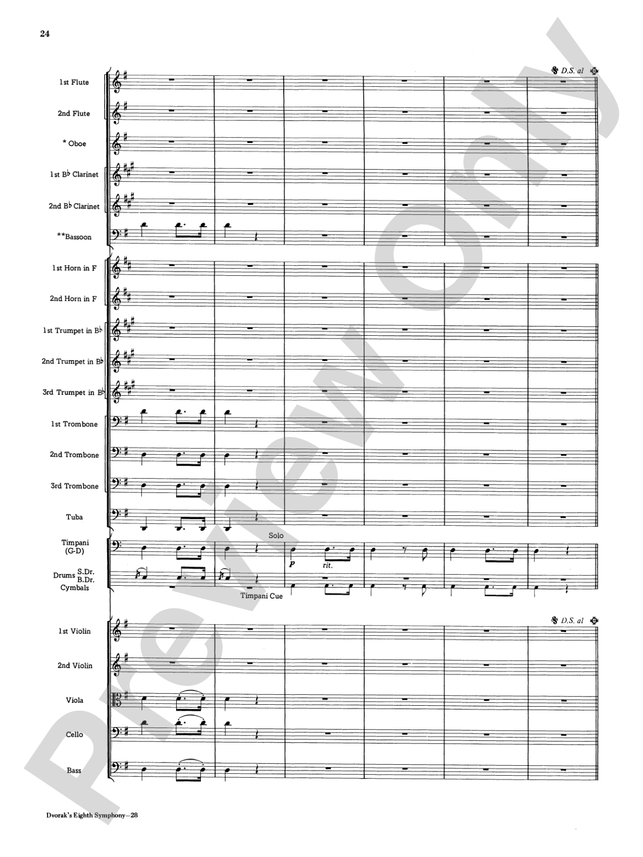 Dvorák's 8th Symphony, 4th Movement: Full Orchestra Conductor Score & Parts