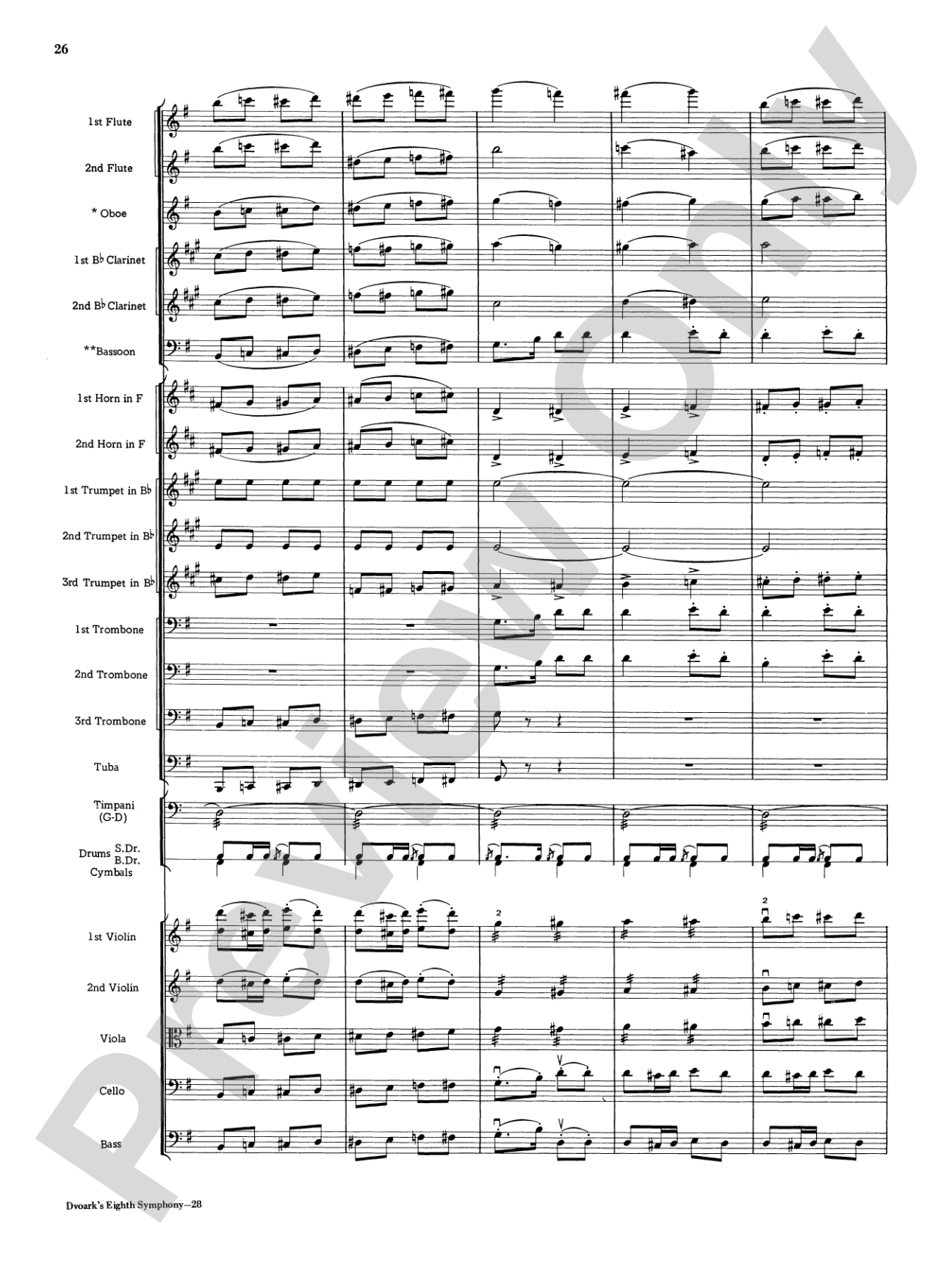 Dvorák's 8th Symphony, 4th Movement: Full Orchestra Conductor Score & Parts