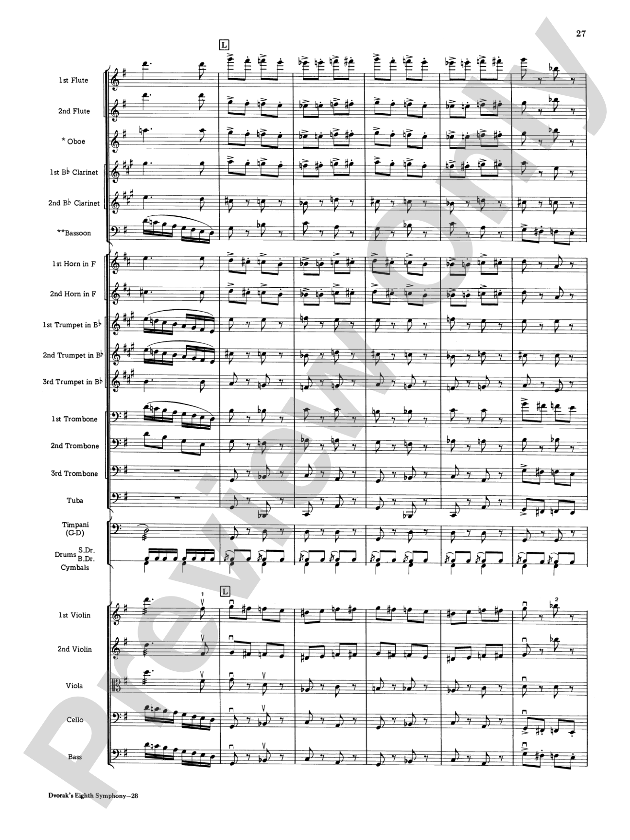 Dvorák's 8th Symphony, 4th Movement: Full Orchestra Conductor Score & Parts