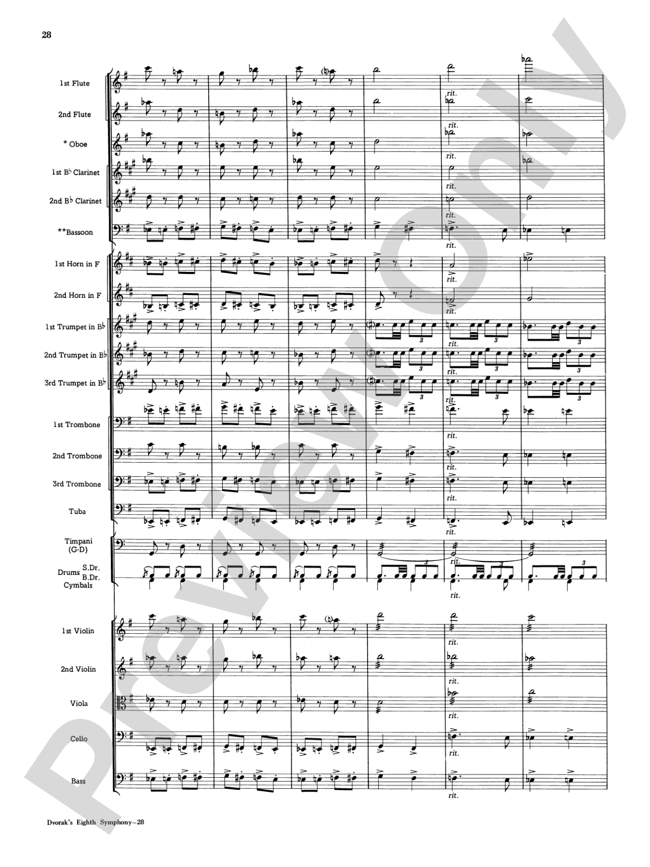 Dvorák's 8th Symphony, 4th Movement: Full Orchestra Conductor Score & Parts