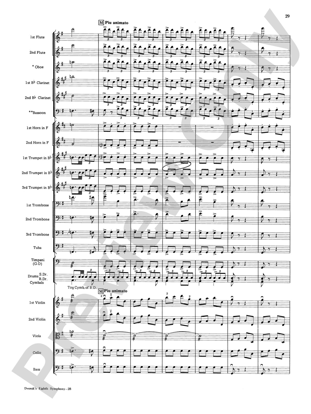 Dvorák's 8th Symphony, 4th Movement: Full Orchestra Conductor Score & Parts