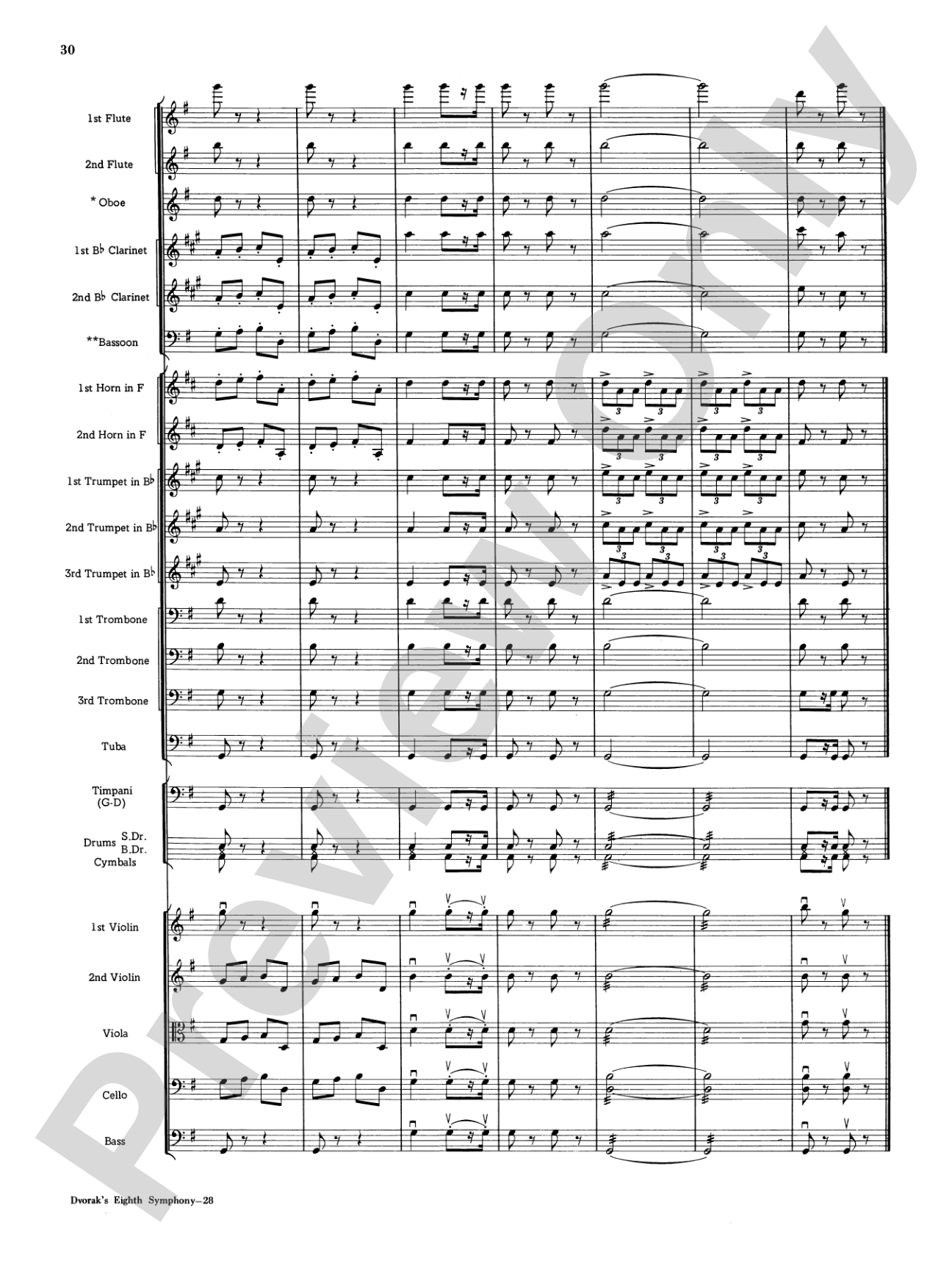 Dvorák's 8th Symphony, 4th Movement: Full Orchestra Conductor Score & Parts