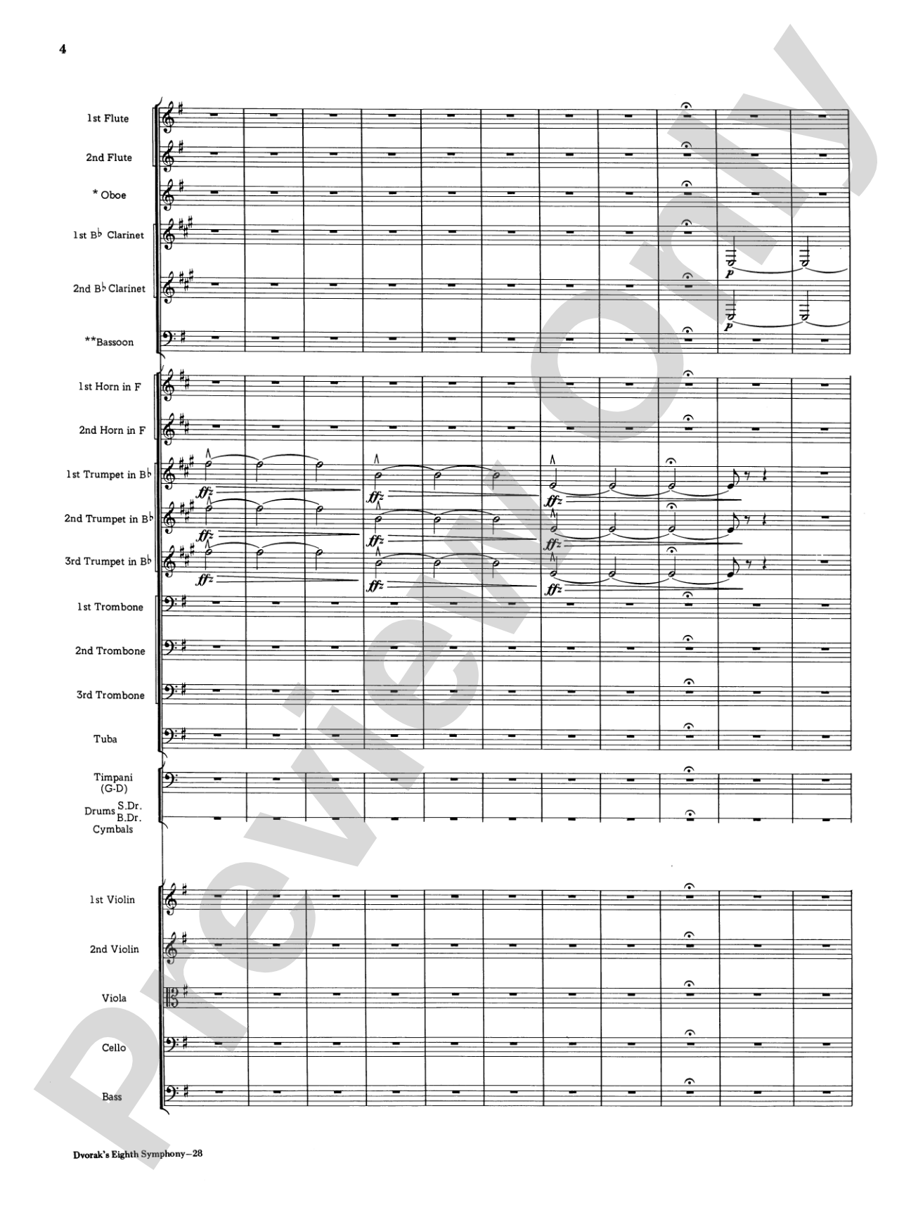 Dvorák's 8th Symphony, 4th Movement: Full Orchestra Conductor Score & Parts