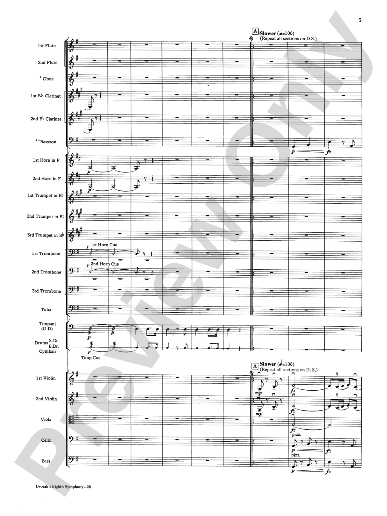 Dvorák's 8th Symphony, 4th Movement: Full Orchestra Conductor Score & Parts