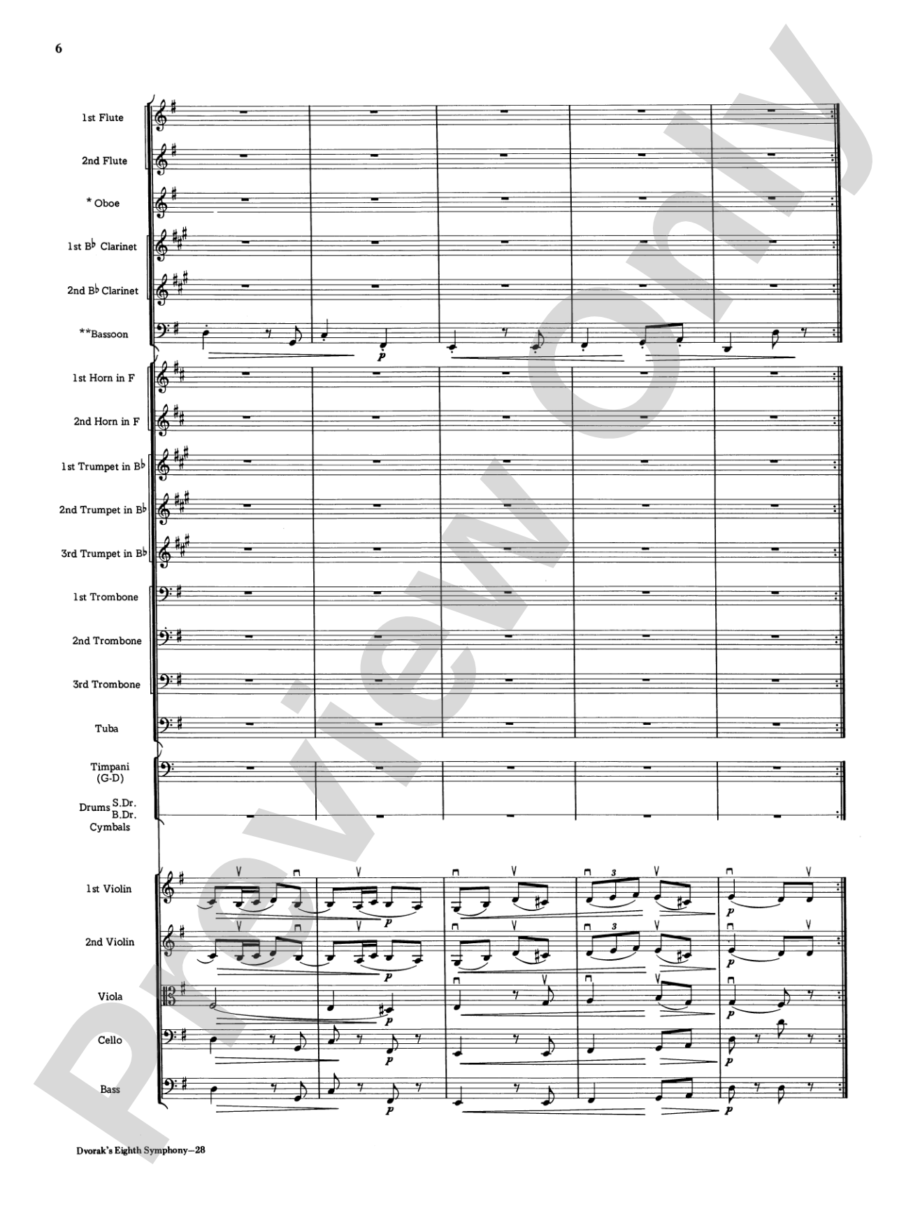 Dvorák's 8th Symphony, 4th Movement: Full Orchestra Conductor Score & Parts
