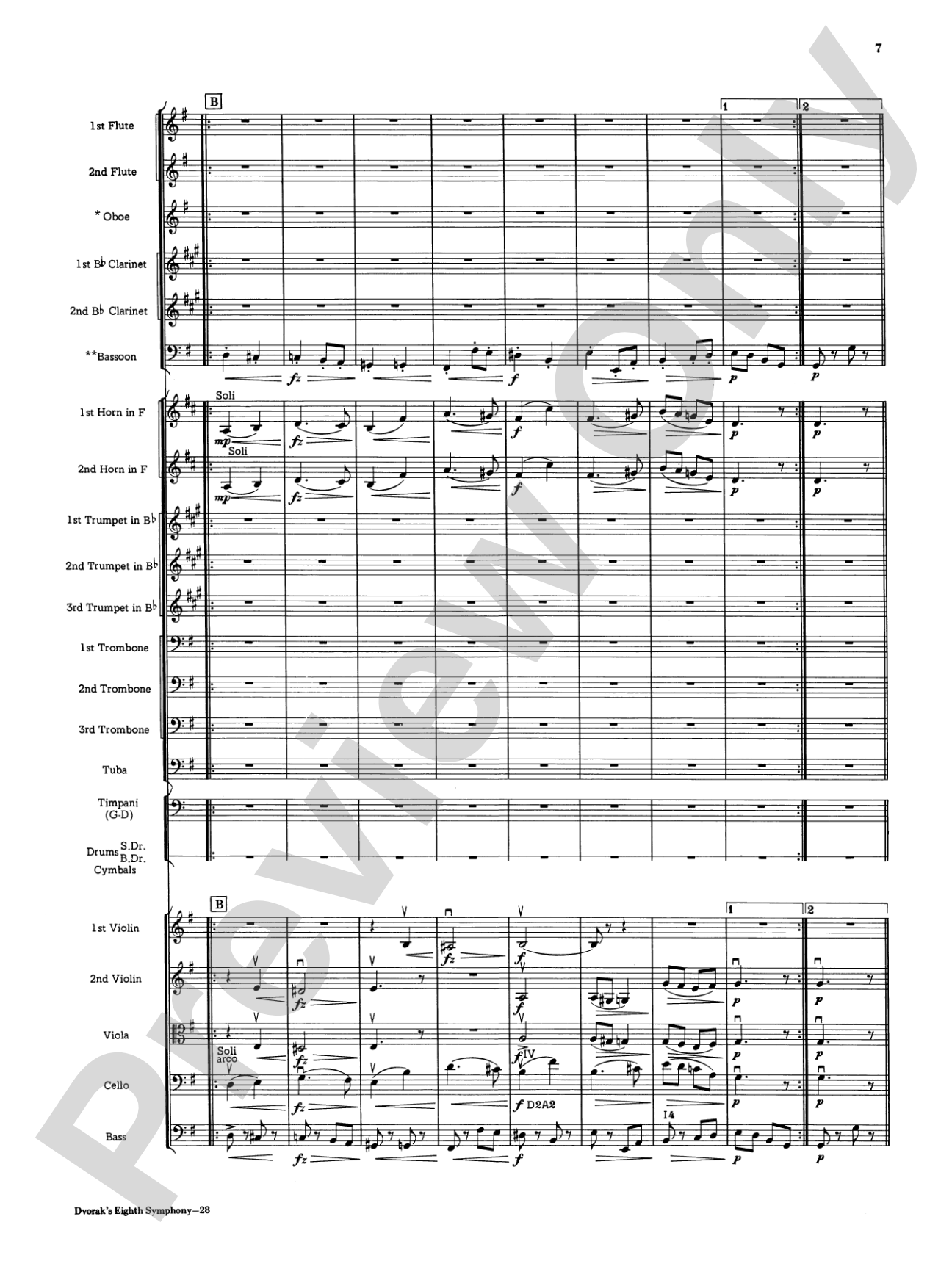 Dvorák's 8th Symphony, 4th Movement: Full Orchestra Conductor Score & Parts