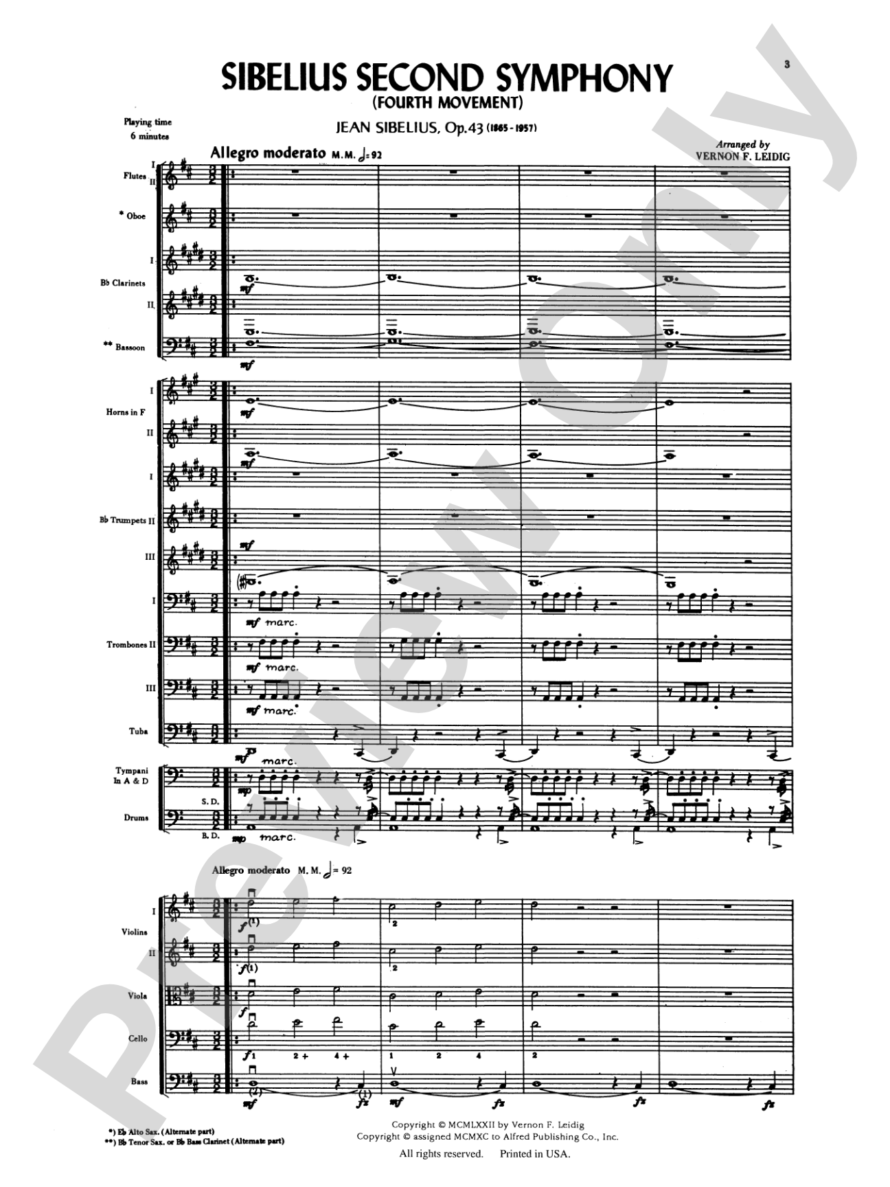 Sibelius's 2nd Symphony, 4th Movement: Full Orchestra Conductor Score & Parts