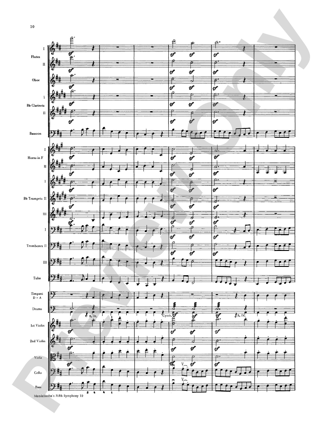 Mendelssohn's 5th Symphony "Reformation," 4th Movement: Full Orchestra Conductor Score & Parts