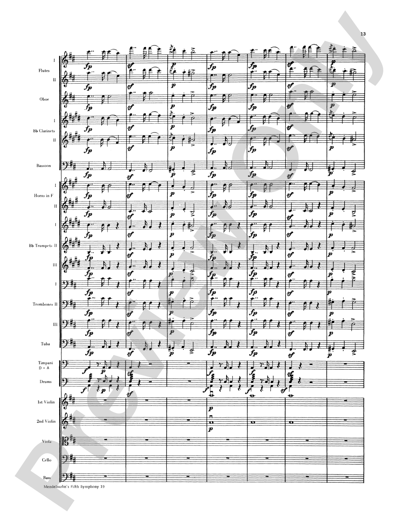 Mendelssohn's 5th Symphony "Reformation," 4th Movement: Full Orchestra Conductor Score & Parts