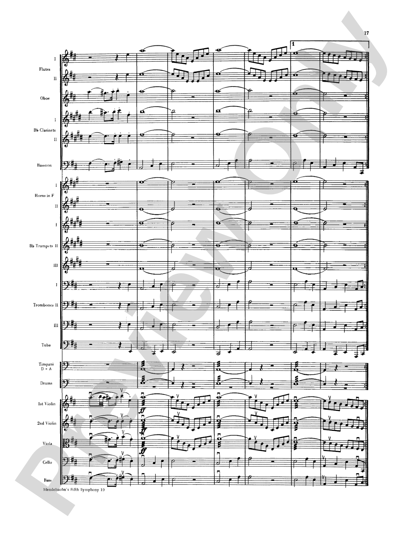Mendelssohn's 5th Symphony "Reformation," 4th Movement: Full Orchestra Conductor Score & Parts
