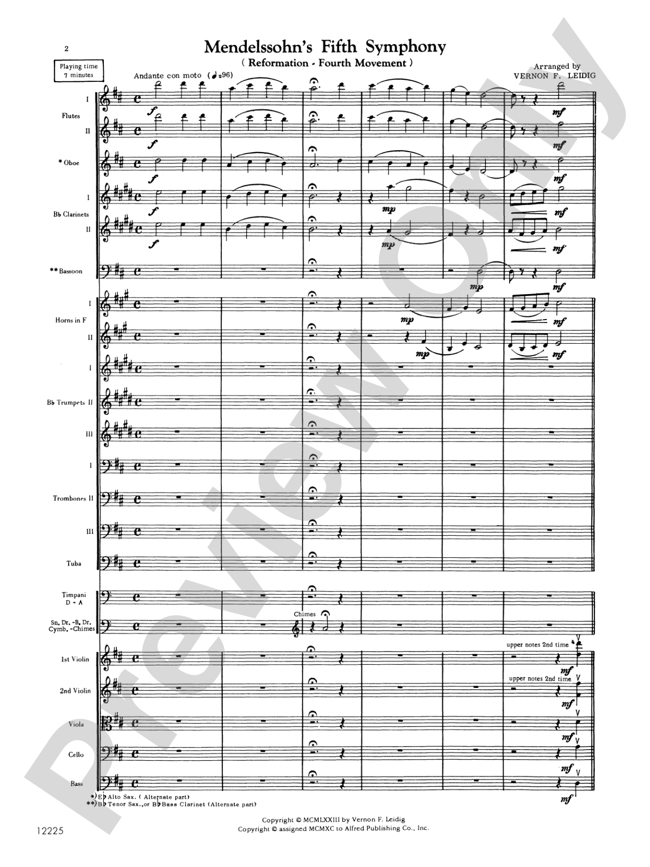 Mendelssohn's 5th Symphony "Reformation," 4th Movement: Full Orchestra Conductor Score & Parts