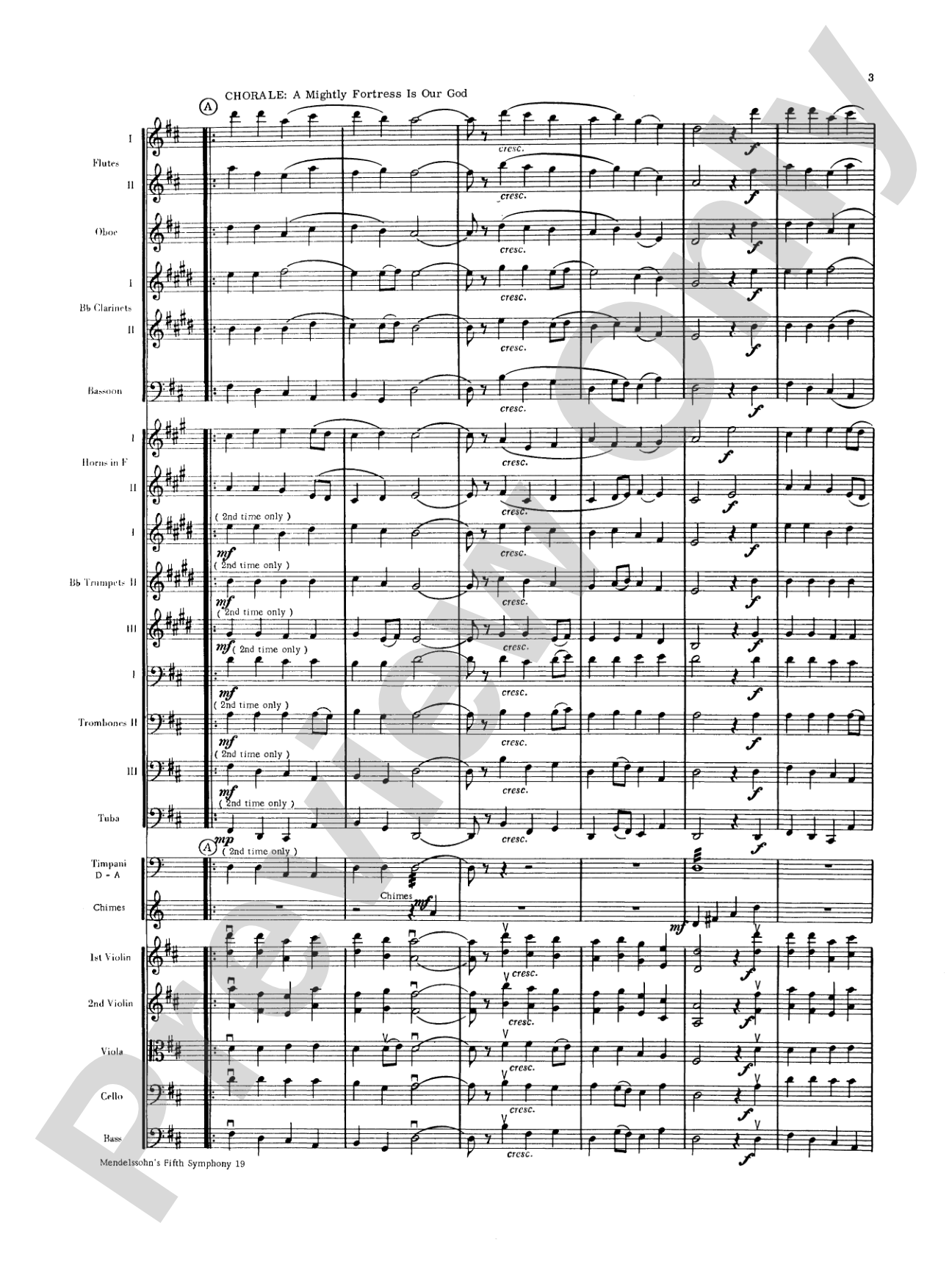 Mendelssohn's 5th Symphony "Reformation," 4th Movement: Full Orchestra Conductor Score & Parts