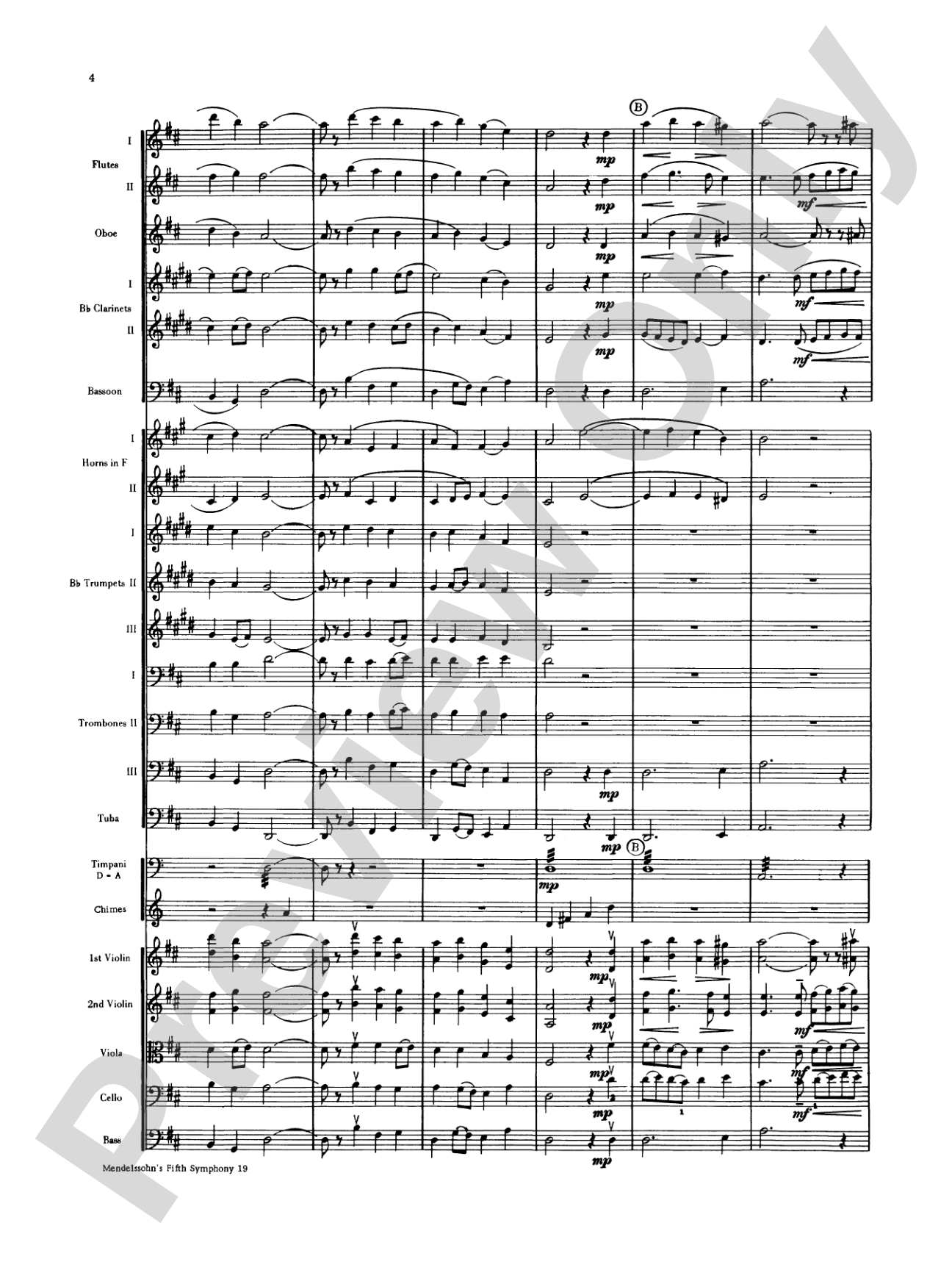 Mendelssohn's 5th Symphony "Reformation," 4th Movement: Full Orchestra Conductor Score & Parts