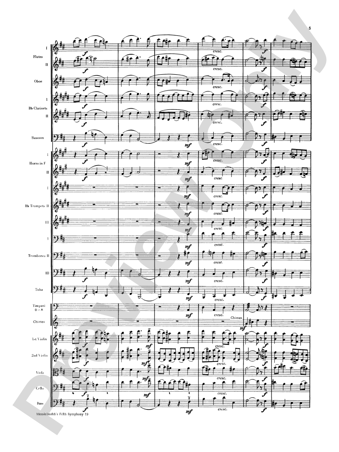 Mendelssohn's 5th Symphony "Reformation," 4th Movement: Full Orchestra Conductor Score & Parts
