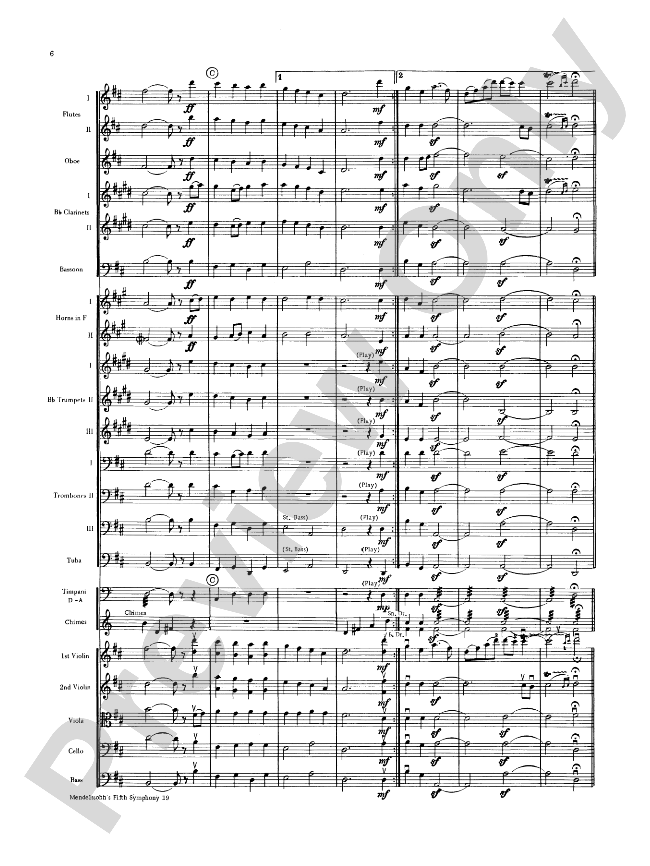 Mendelssohn's 5th Symphony "Reformation," 4th Movement: Full Orchestra Conductor Score & Parts