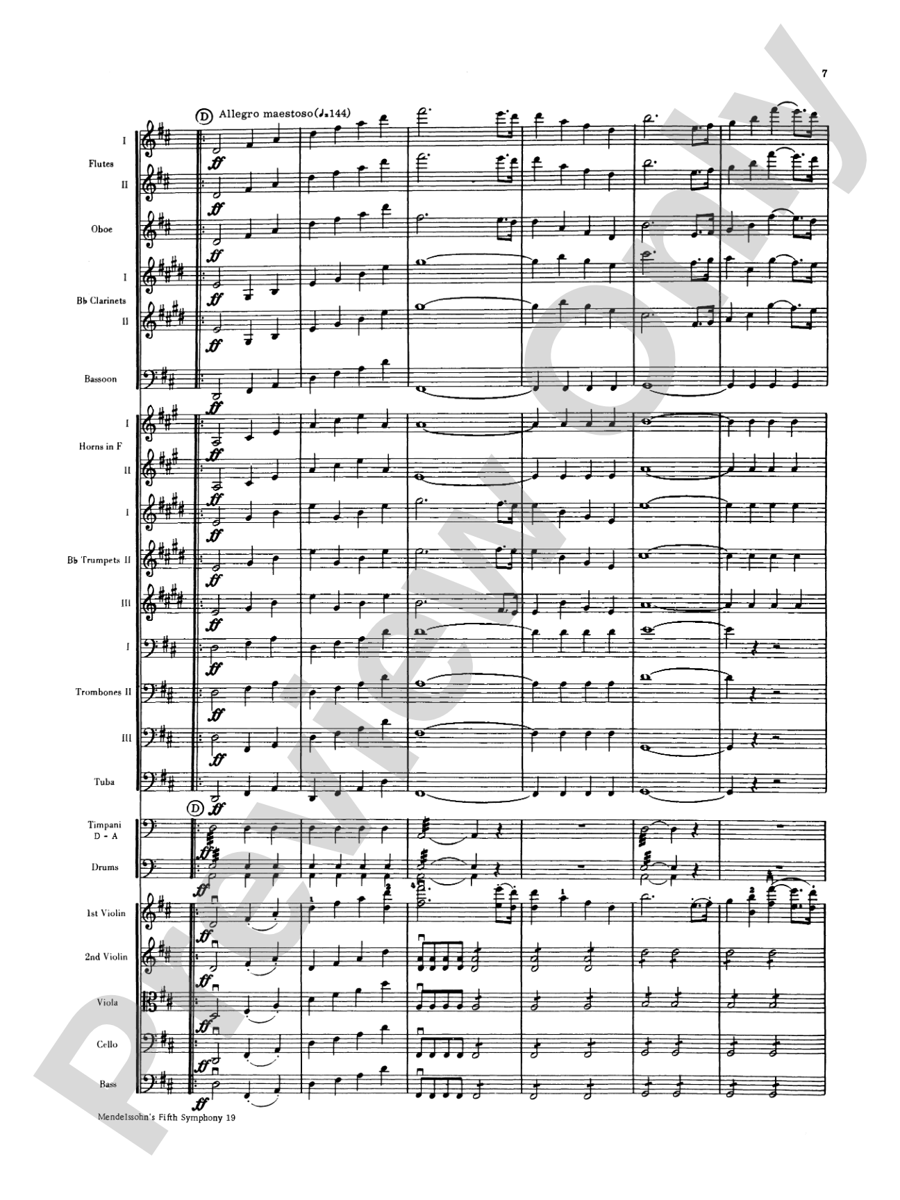 Mendelssohn's 5th Symphony "Reformation," 4th Movement: Full Orchestra Conductor Score & Parts