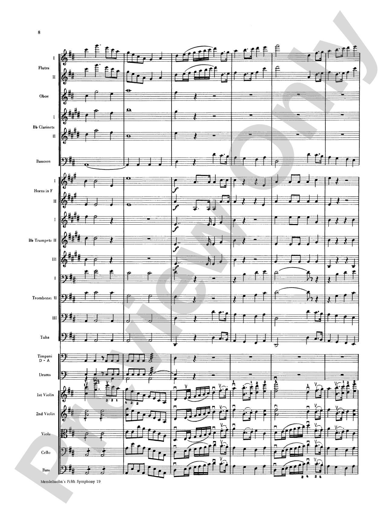 Mendelssohn's 5th Symphony "Reformation," 4th Movement: Full Orchestra Conductor Score & Parts