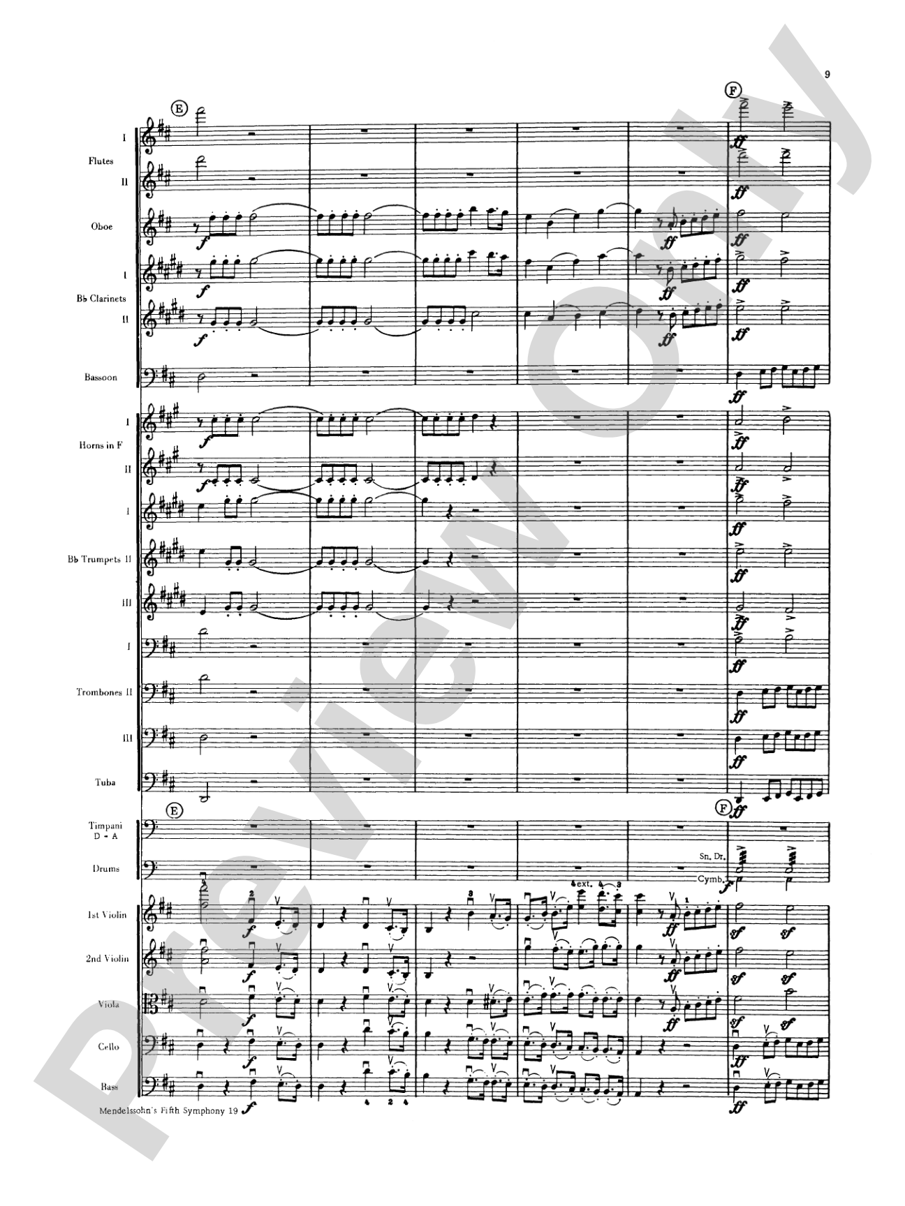 Mendelssohn's 5th Symphony "Reformation," 4th Movement: Full Orchestra Conductor Score & Parts