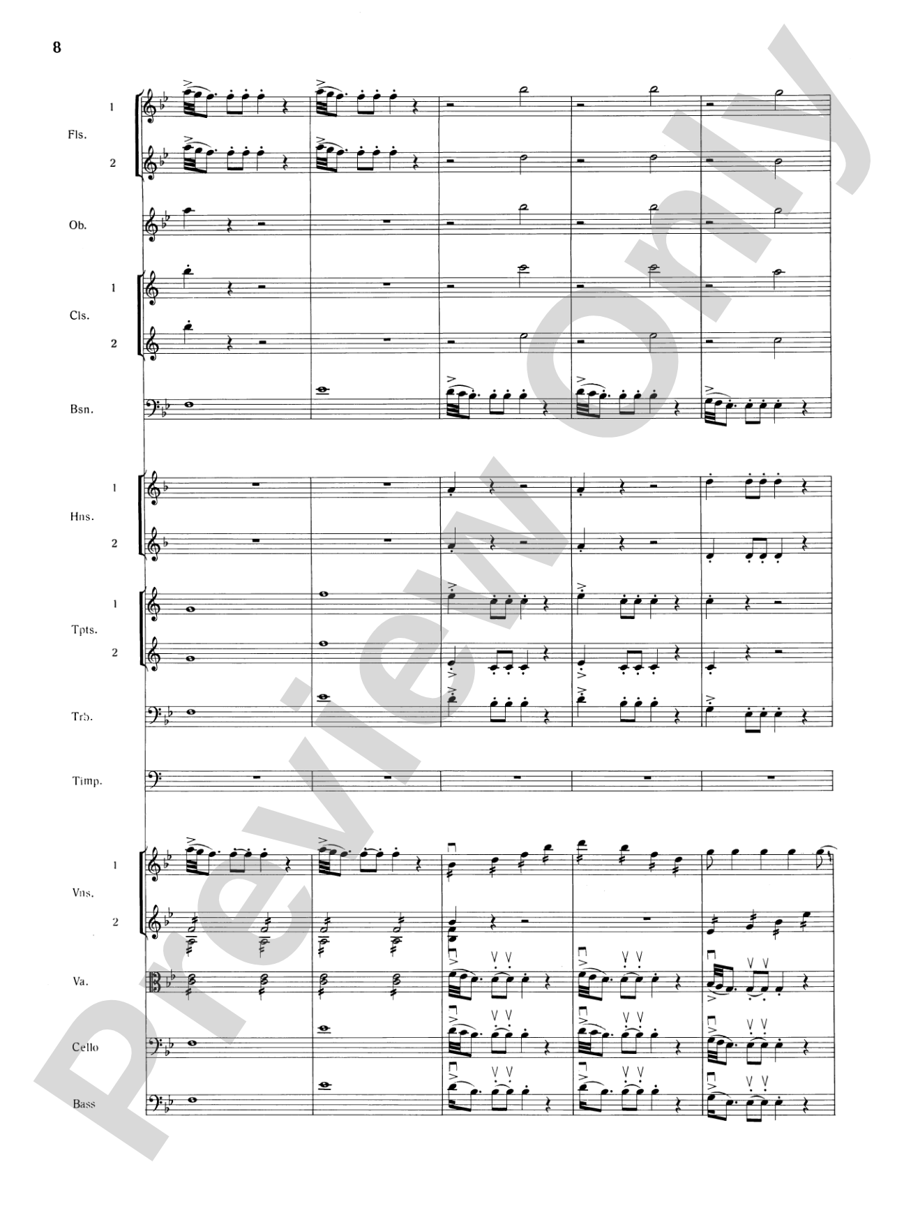 Mozart's Symphony No. 25 in G Minor, 1st & 2nd Movements: Full Orchestra Conductor Score & Parts