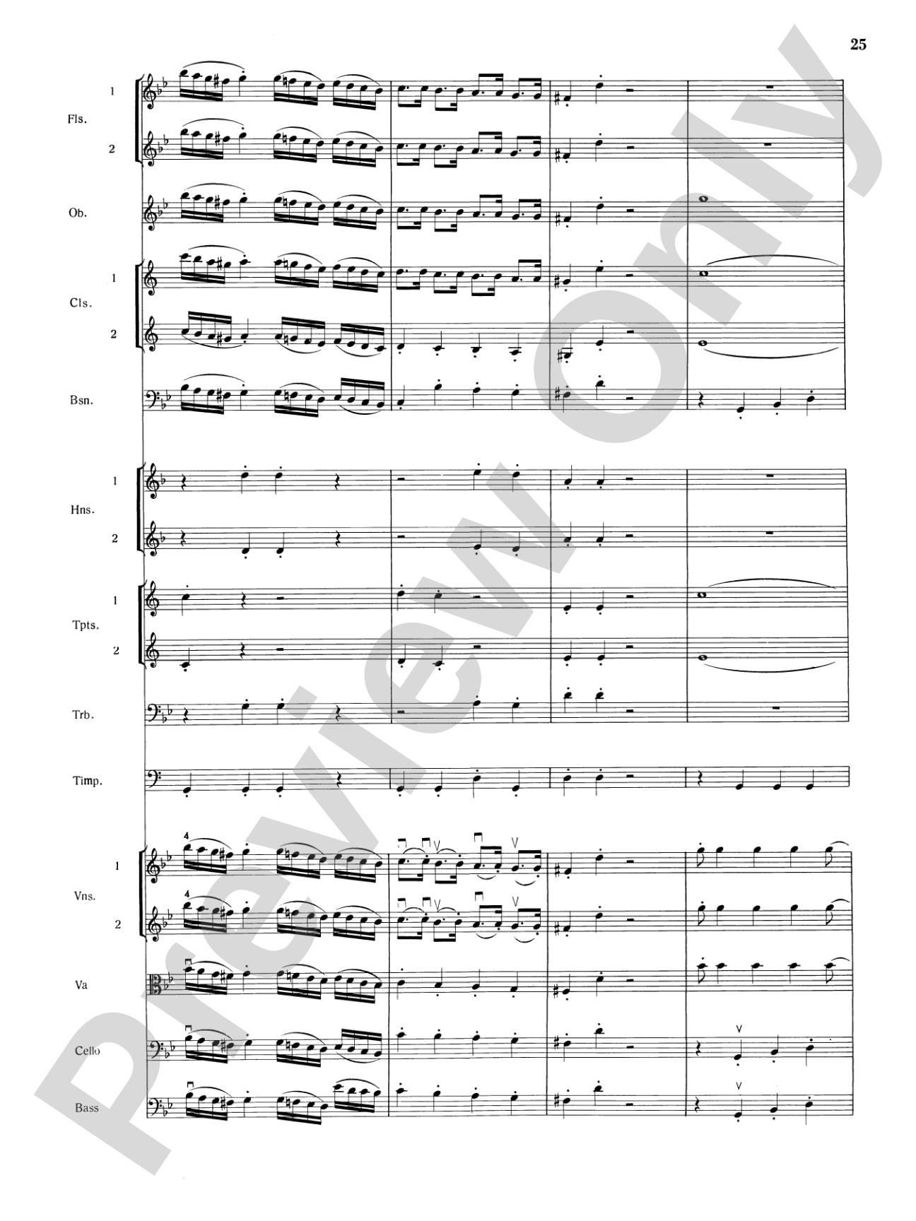 Mozart's Symphony No. 25 in G Minor, 1st & 2nd Movements: Full Orchestra Conductor Score & Parts