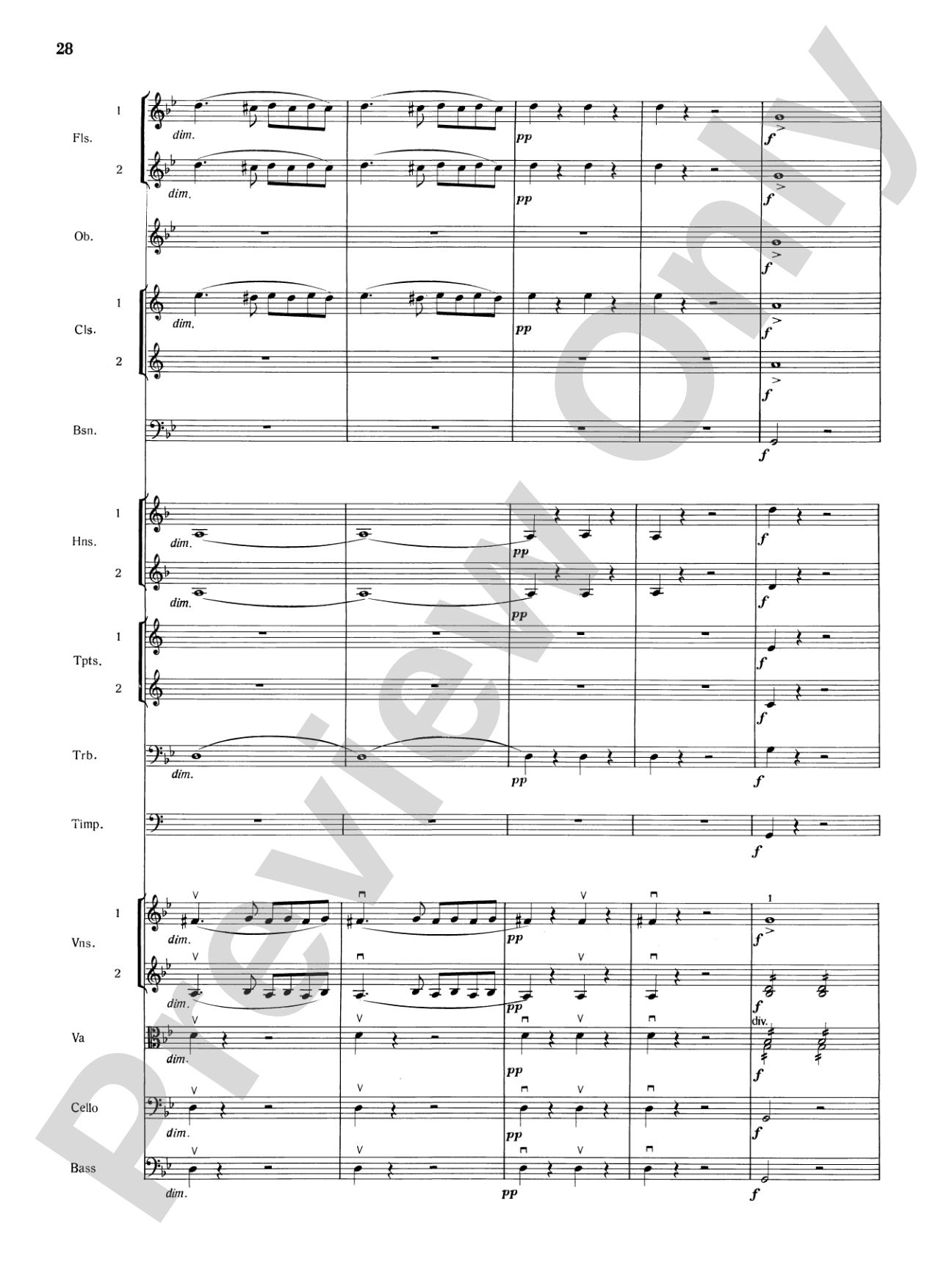 Mozart's Symphony No. 25 in G Minor, 1st & 2nd Movements: Full Orchestra Conductor Score & Parts
