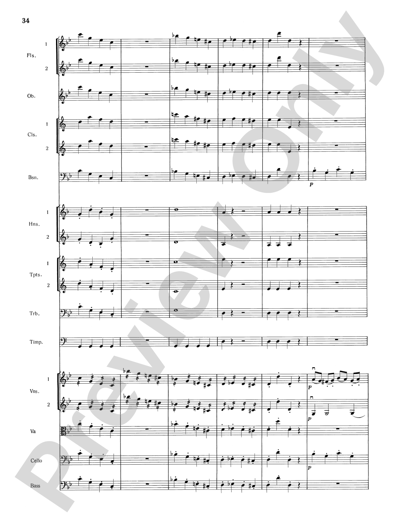 Mozart's Symphony No. 25 in G Minor, 1st & 2nd Movements: Full Orchestra Conductor Score & Parts
