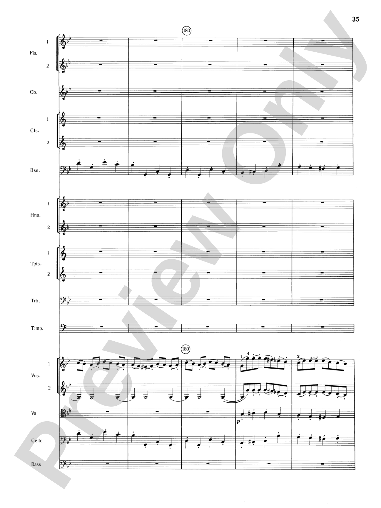 Mozart's Symphony No. 25 in G Minor, 1st & 2nd Movements: Full Orchestra Conductor Score & Parts