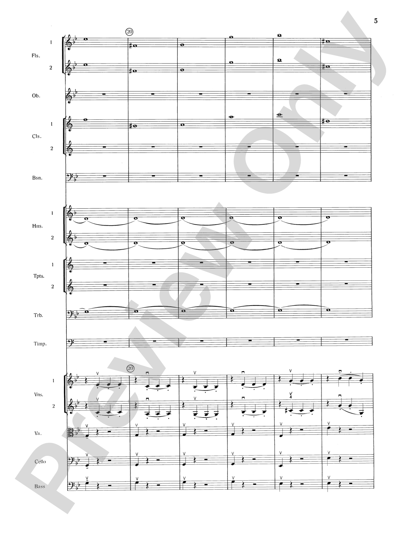 Mozart's Symphony No. 25 in G Minor, 1st & 2nd Movements: Full Orchestra Conductor Score & Parts