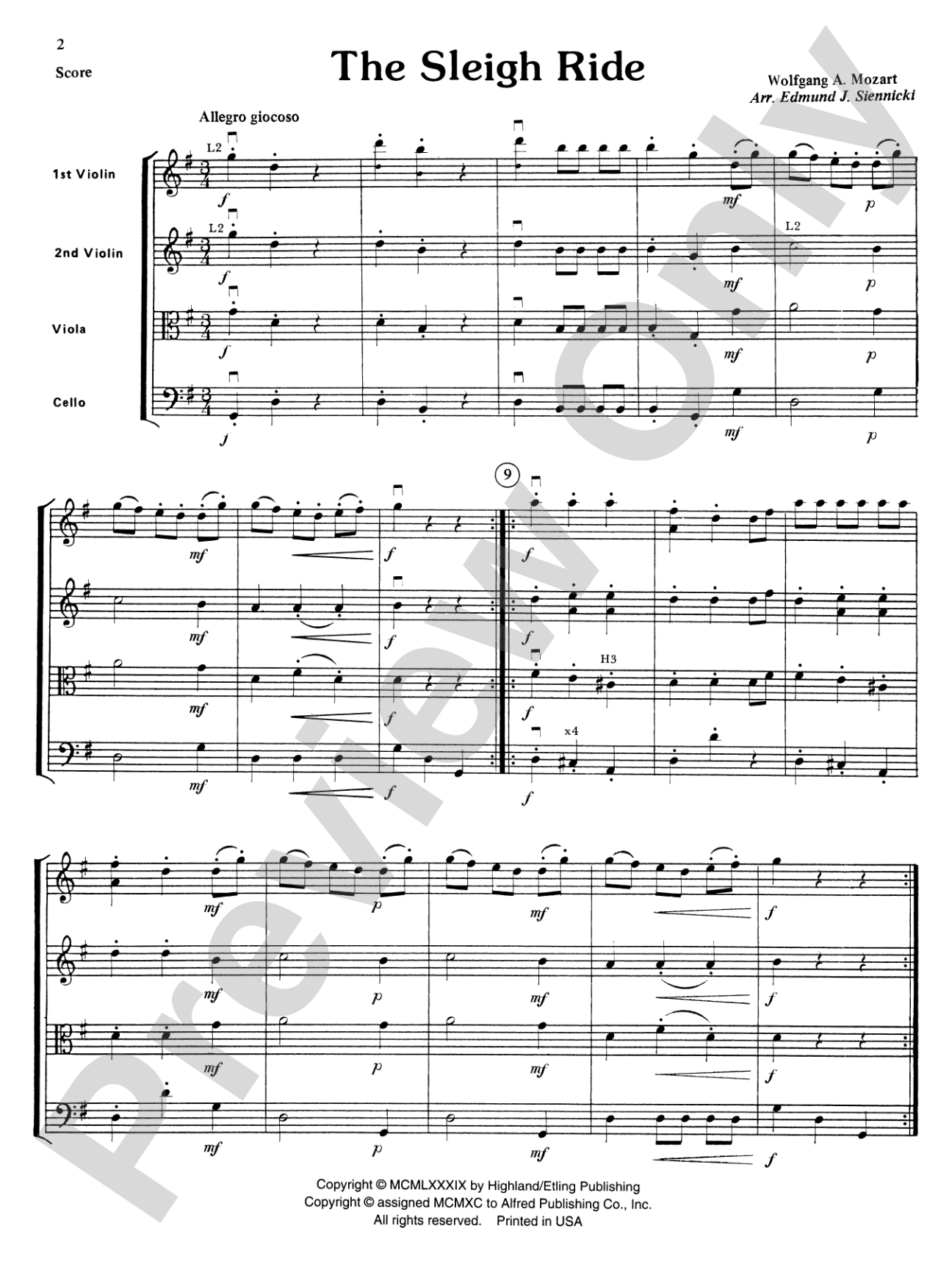 Highland/Etling String Quartet Series: Set 3: String Quartet Score & Parts