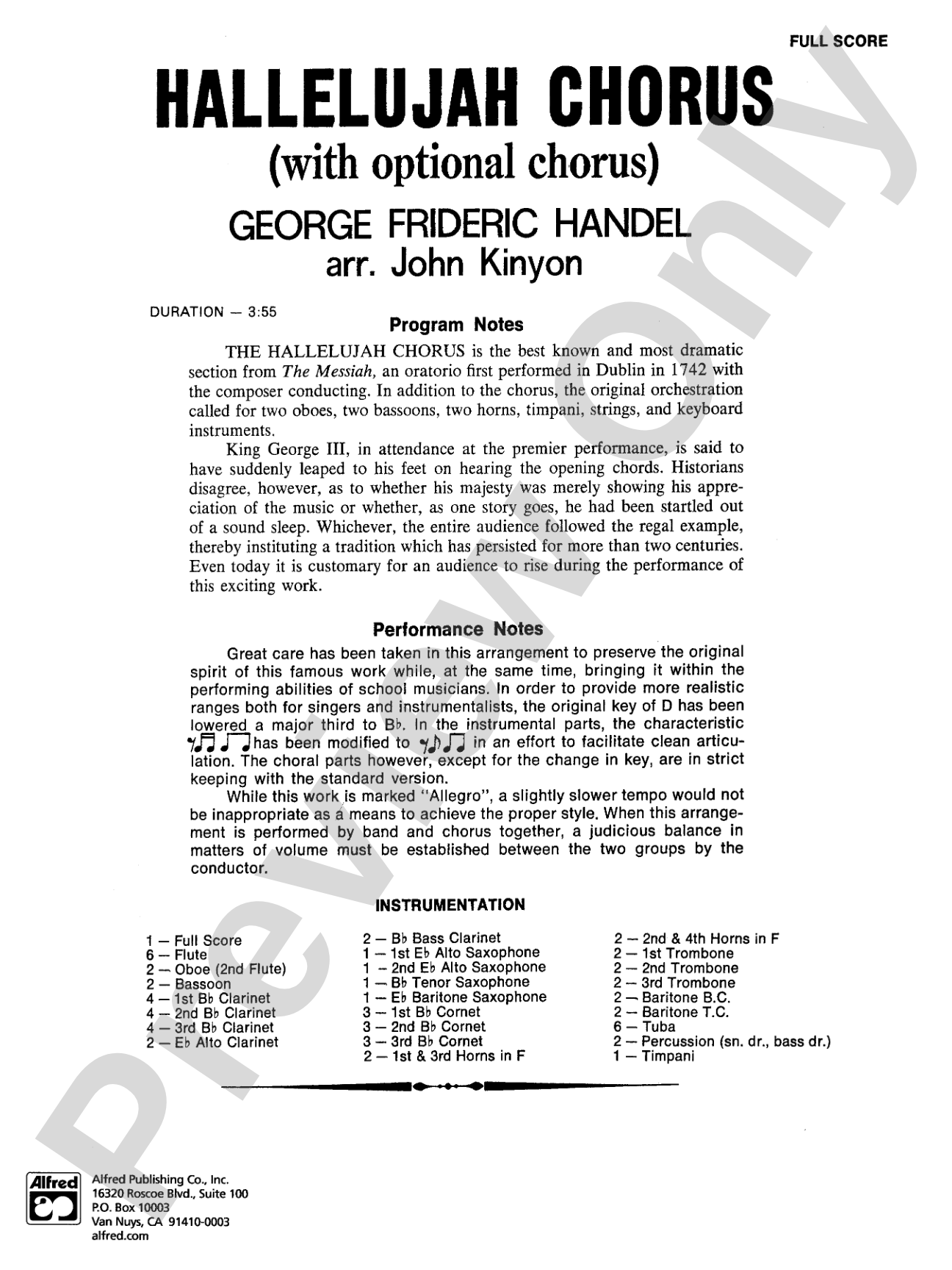 Hallelujah Chorus: Concert Band Conductor Score & Parts