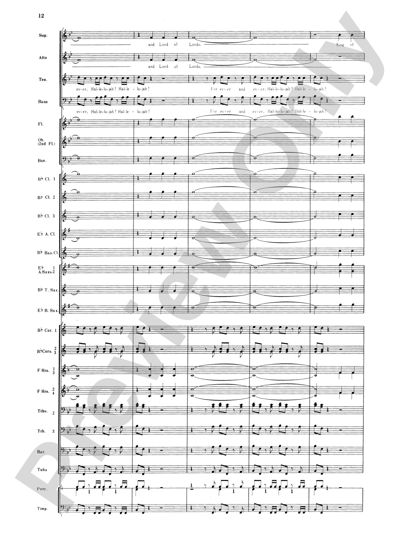 Hallelujah Chorus: Concert Band Conductor Score & Parts