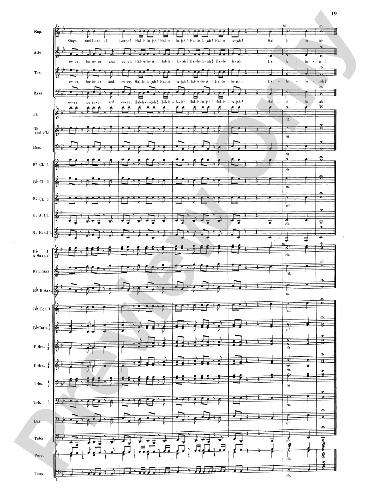Hallelujah Chorus: Concert Band Conductor Score & Parts