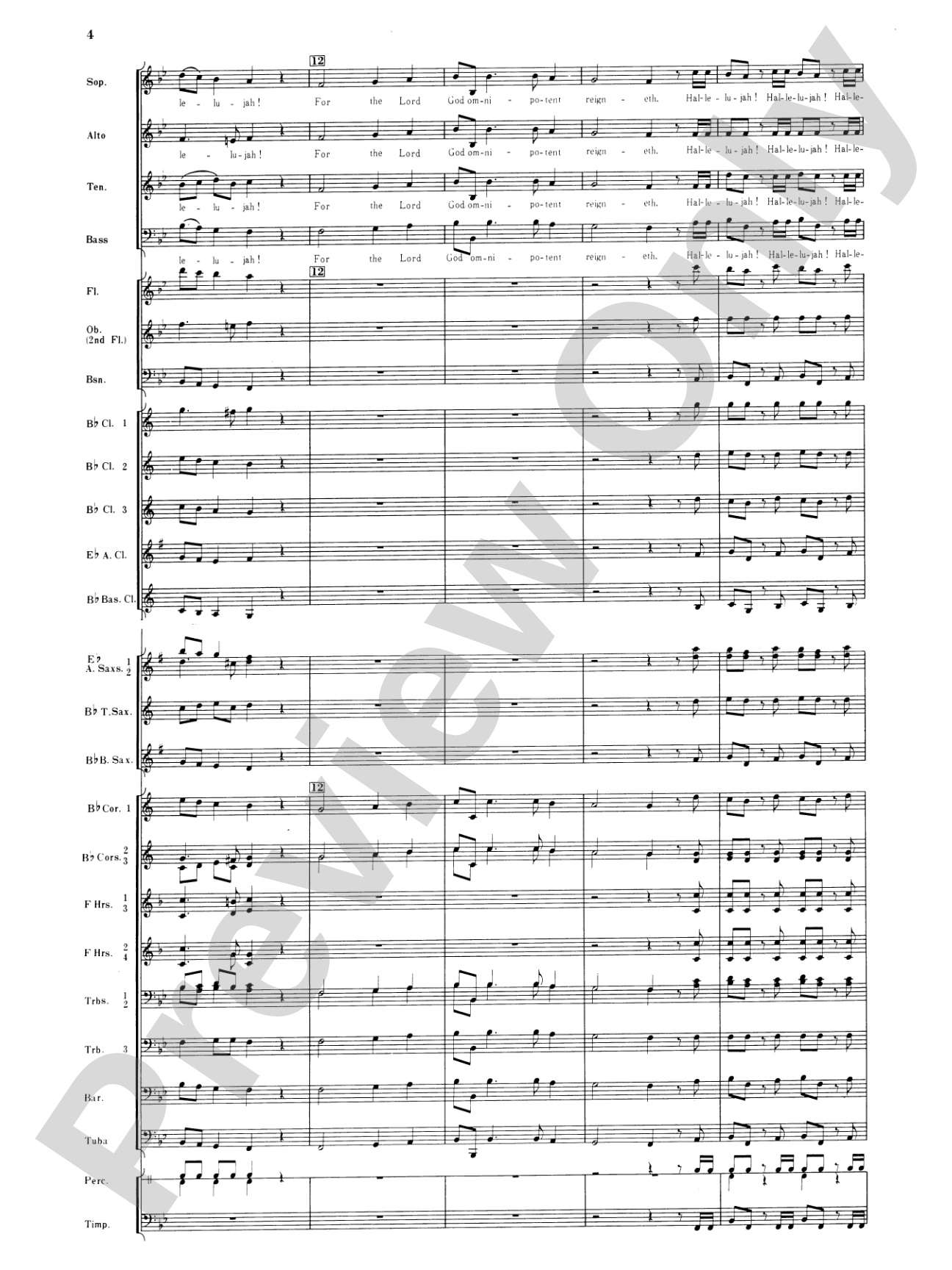 Hallelujah Chorus: Concert Band Conductor Score & Parts