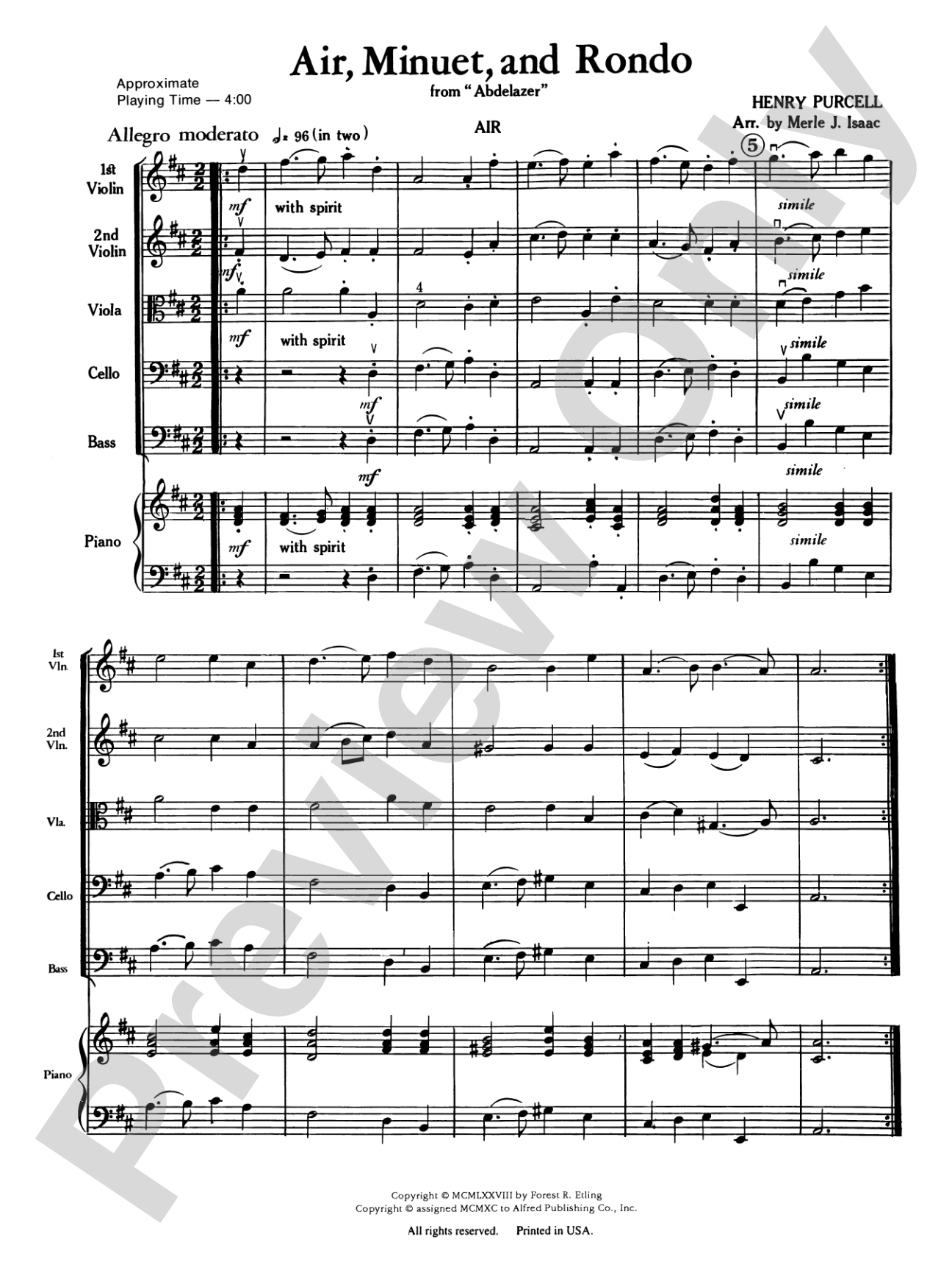 Air, Minuet and Rondo: String Orchestra Conductor Score & Parts
