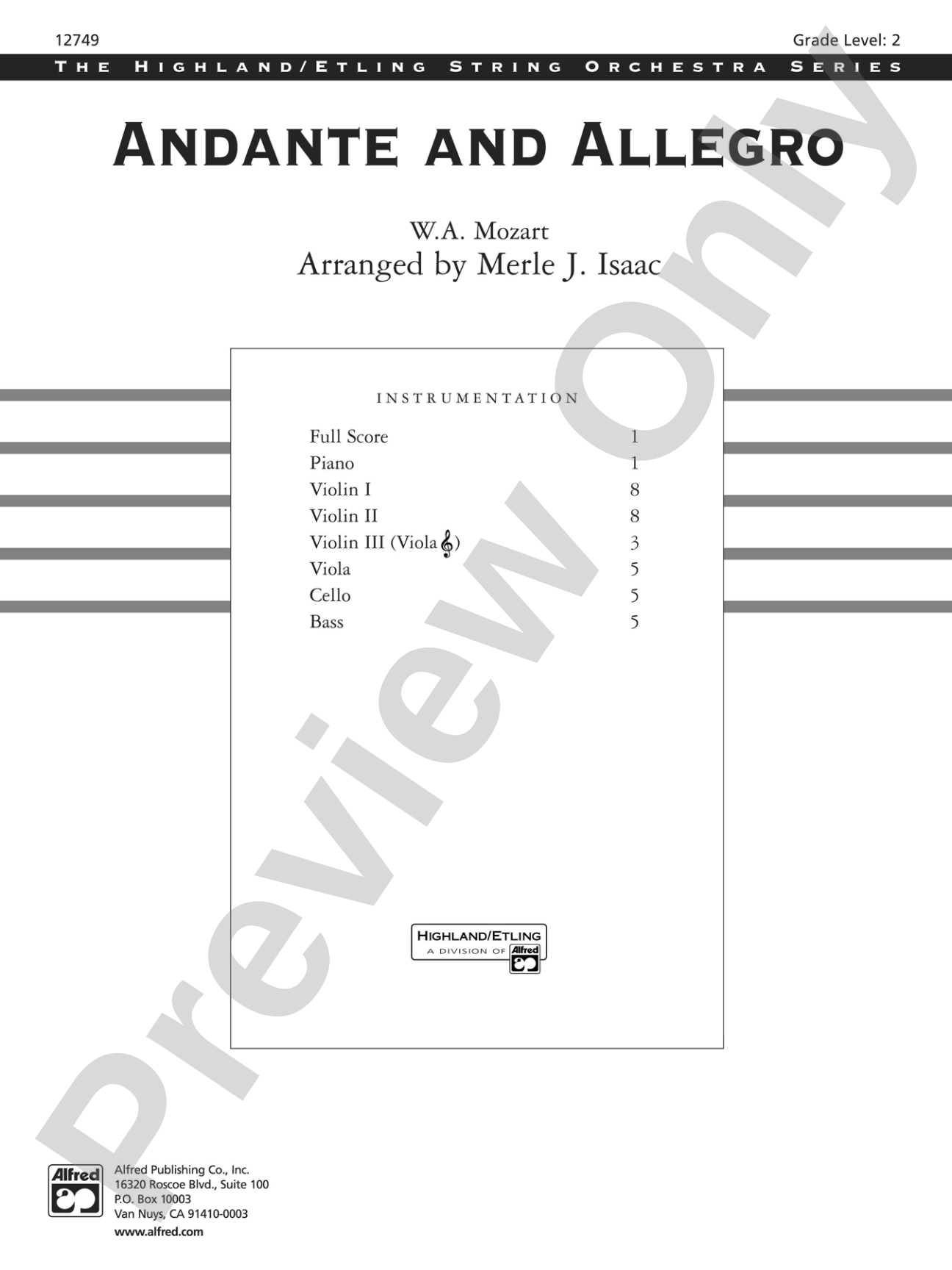 Andante and Allegro: String Orchestra Conductor Score & Parts