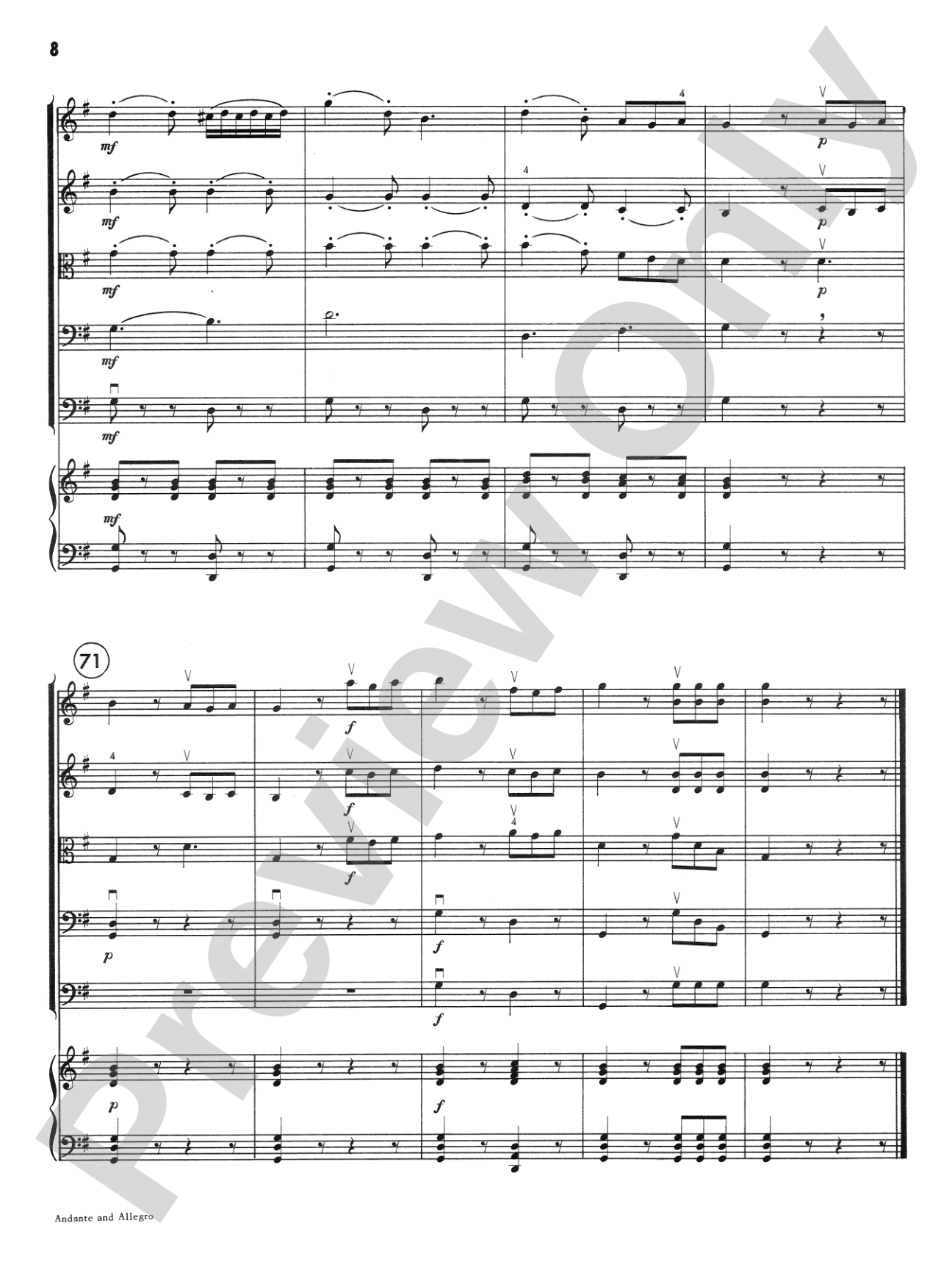 Andante and Allegro: String Orchestra Conductor Score & Parts