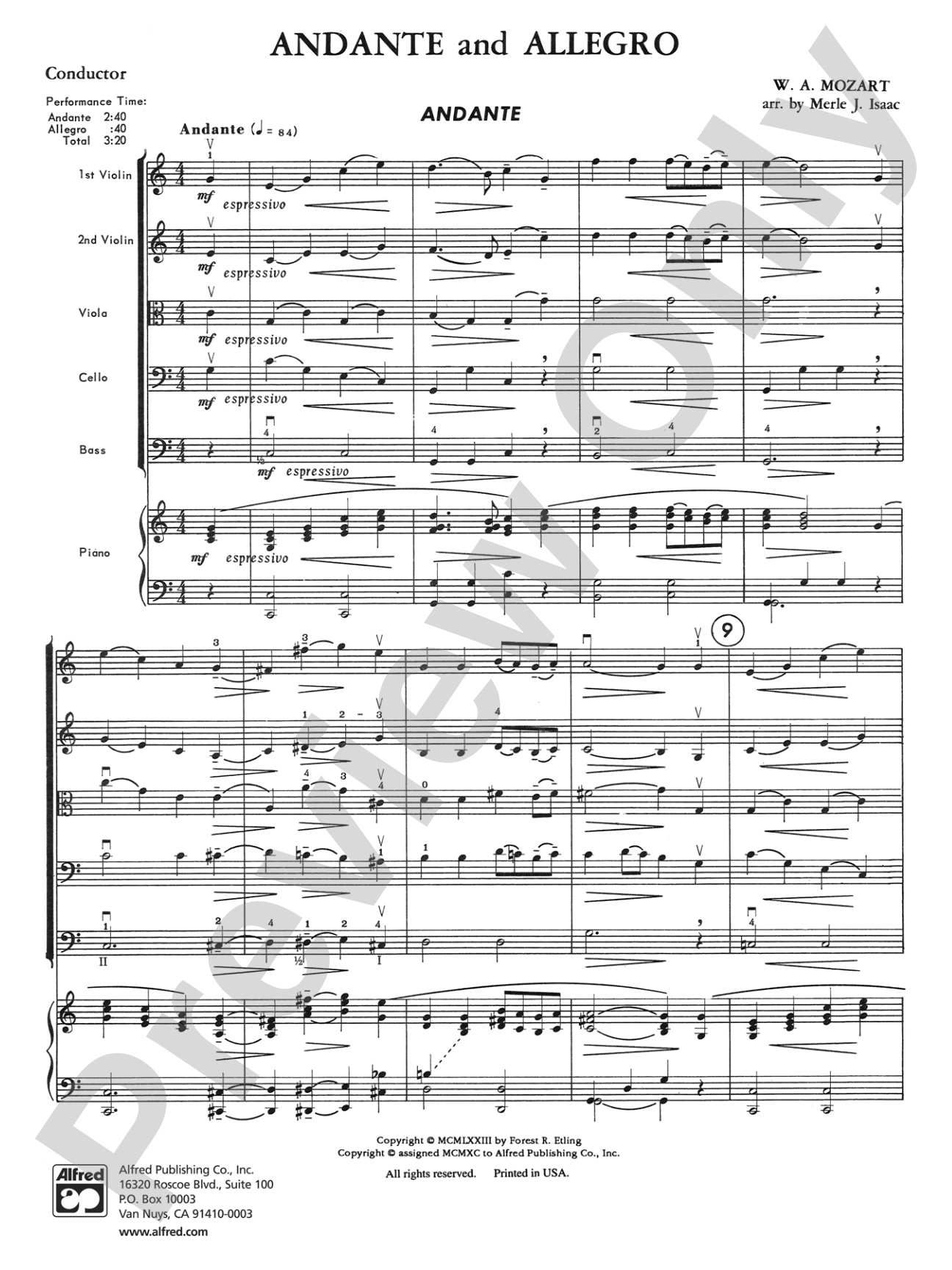 Andante and Allegro: String Orchestra Conductor Score & Parts