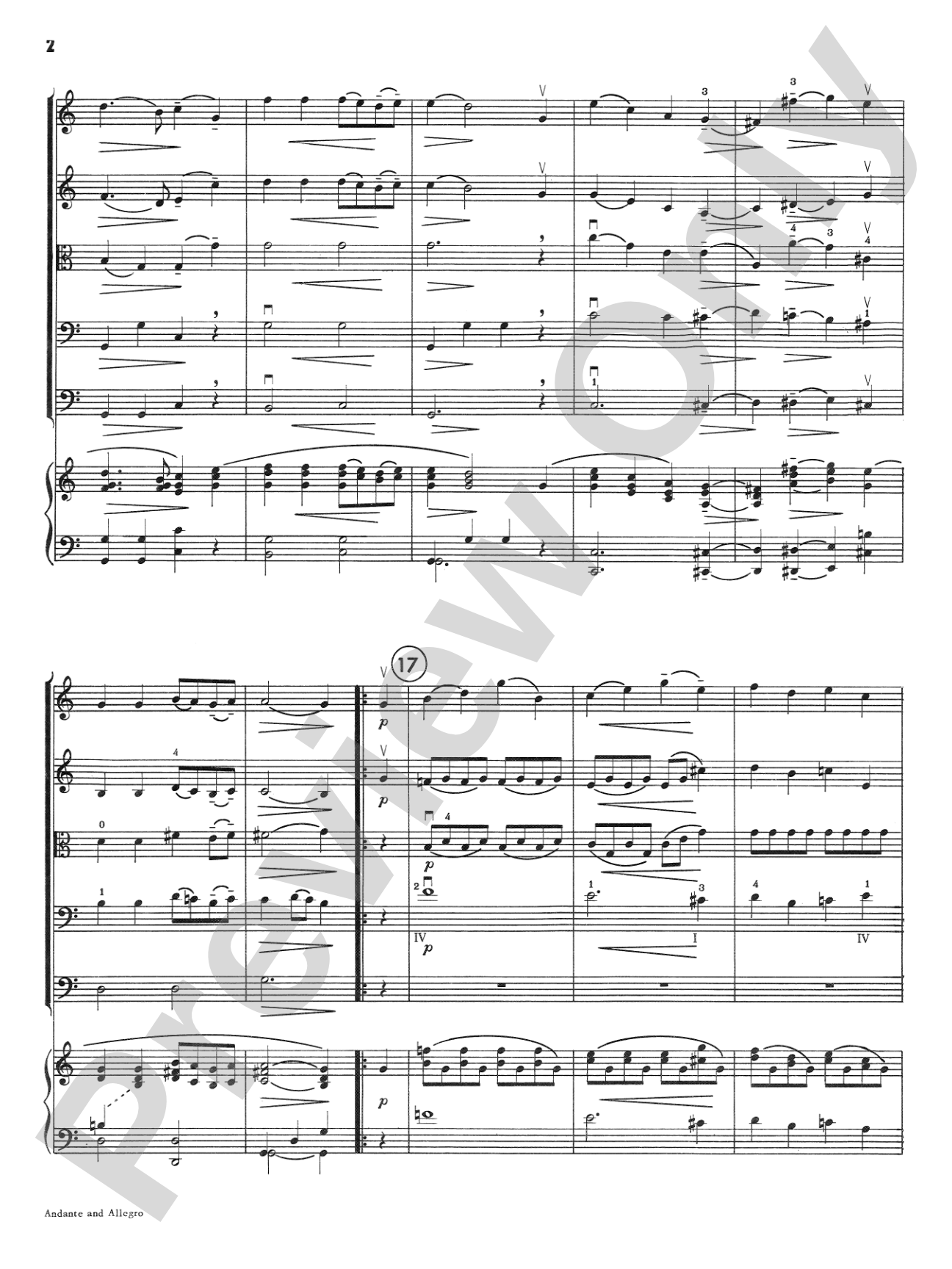 Andante and Allegro: String Orchestra Conductor Score & Parts