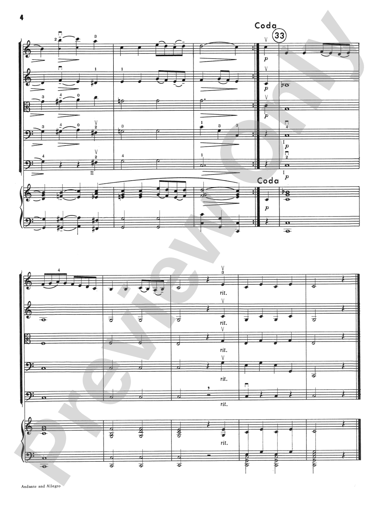 Andante and Allegro: String Orchestra Conductor Score & Parts